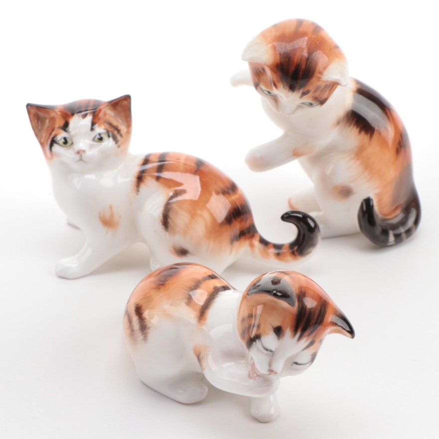 Royal Doulton Orange and White Kitten Bone China Figurines