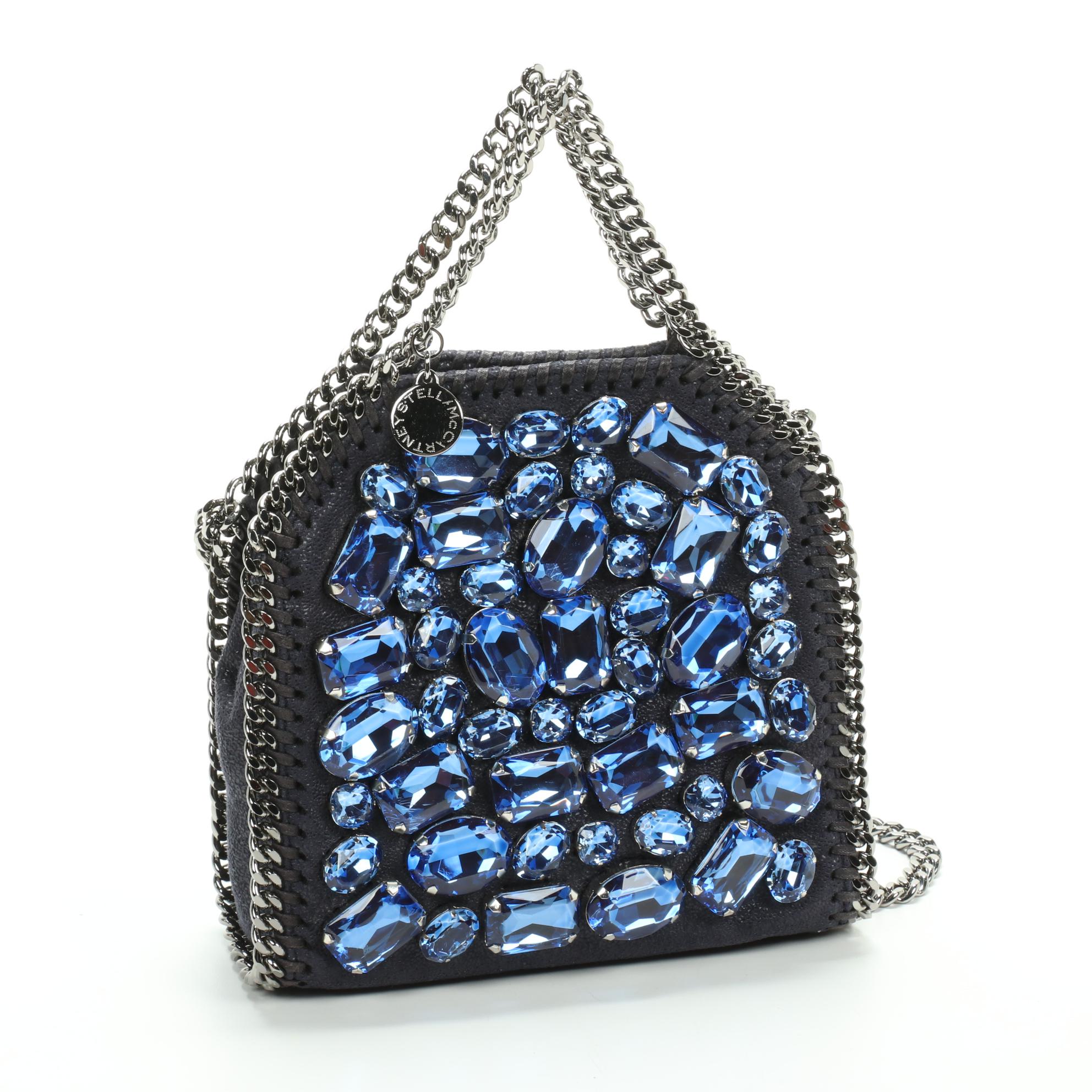 Stella McCartney Crystal Embellished Falabella Crossbody in Navy