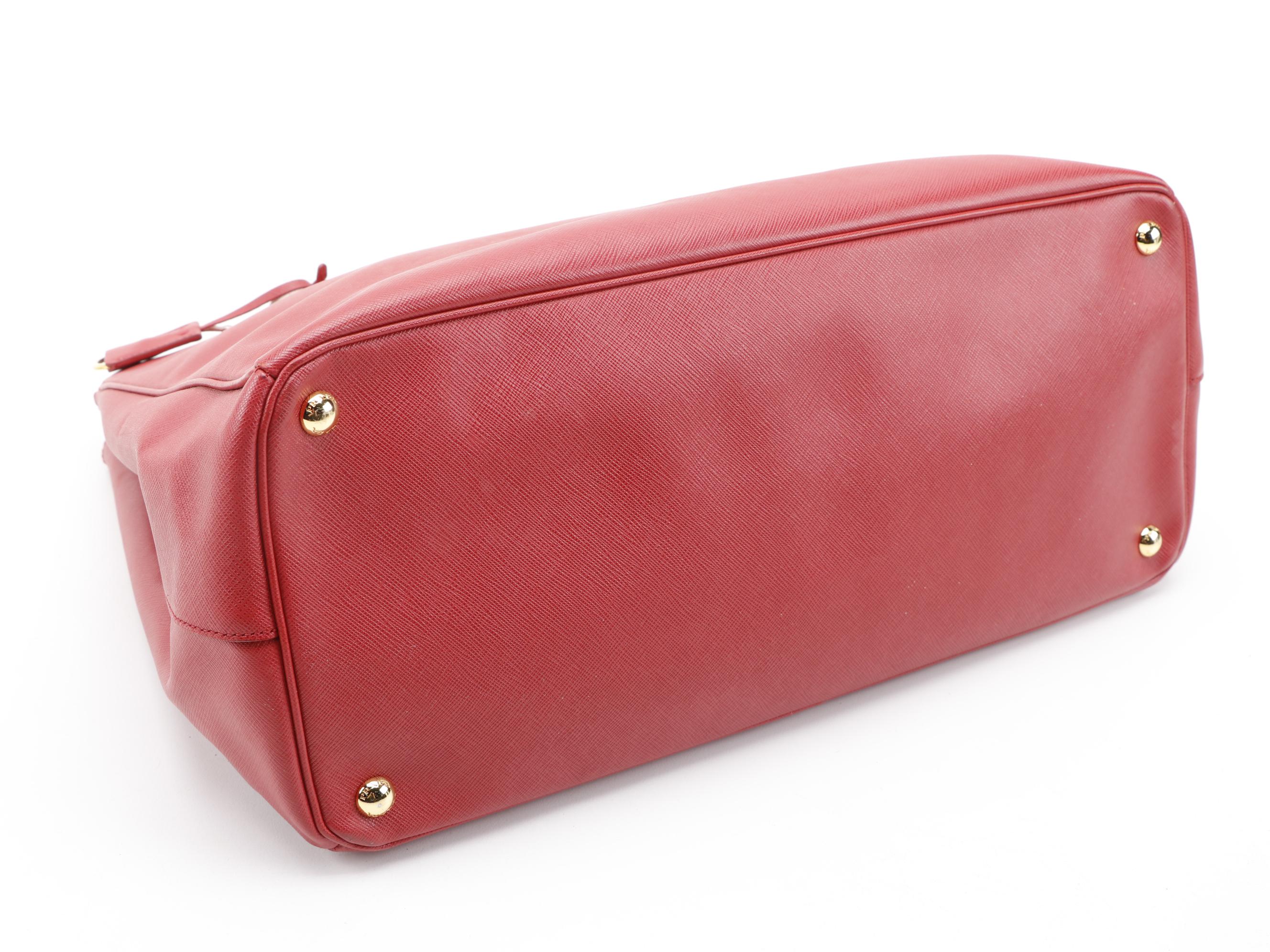 Prada Extra Large Double Zip Lux Tote in Red Saffiano Leather