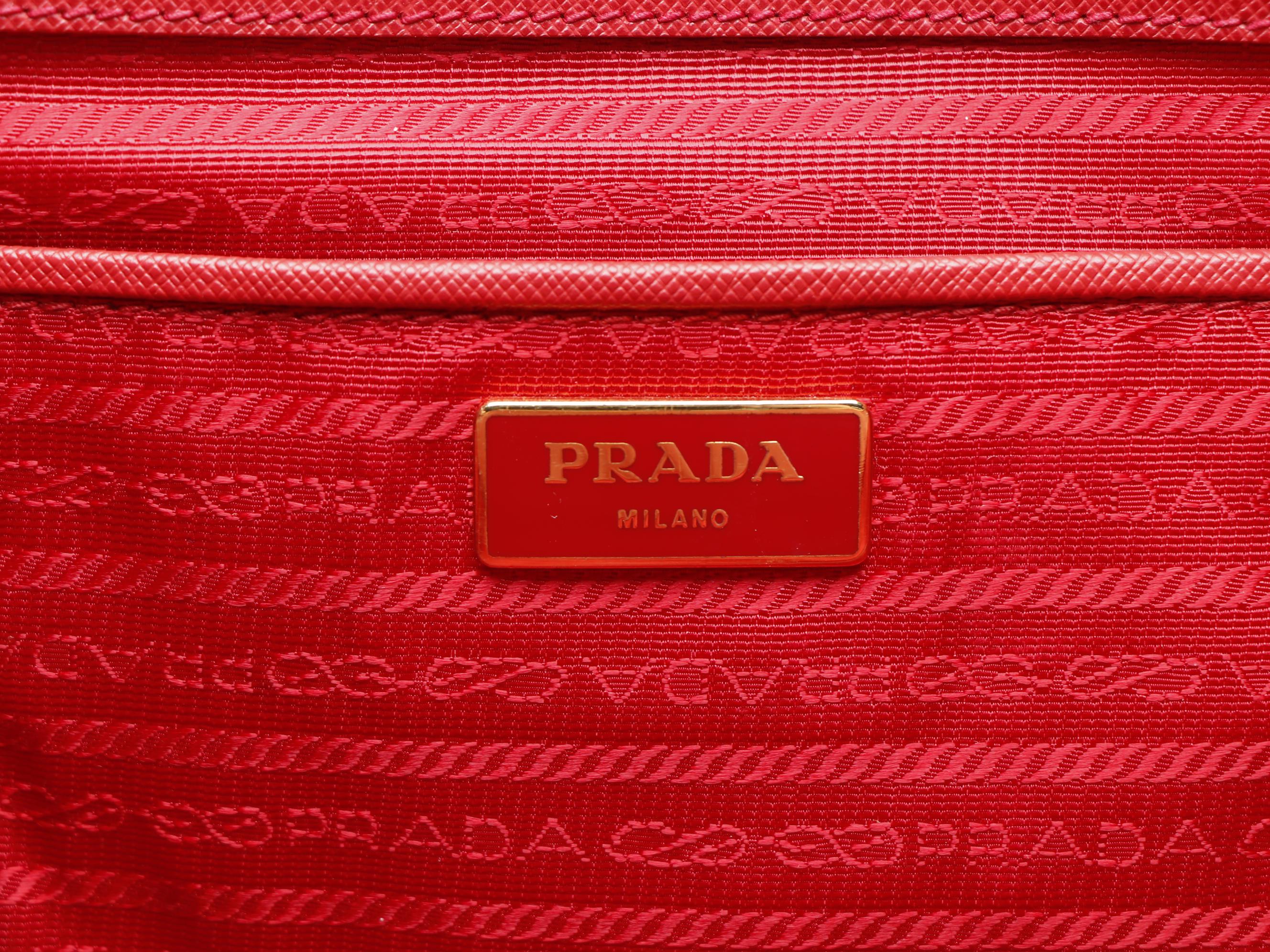 Prada Extra Large Double Zip Lux Tote in Red Saffiano Leather