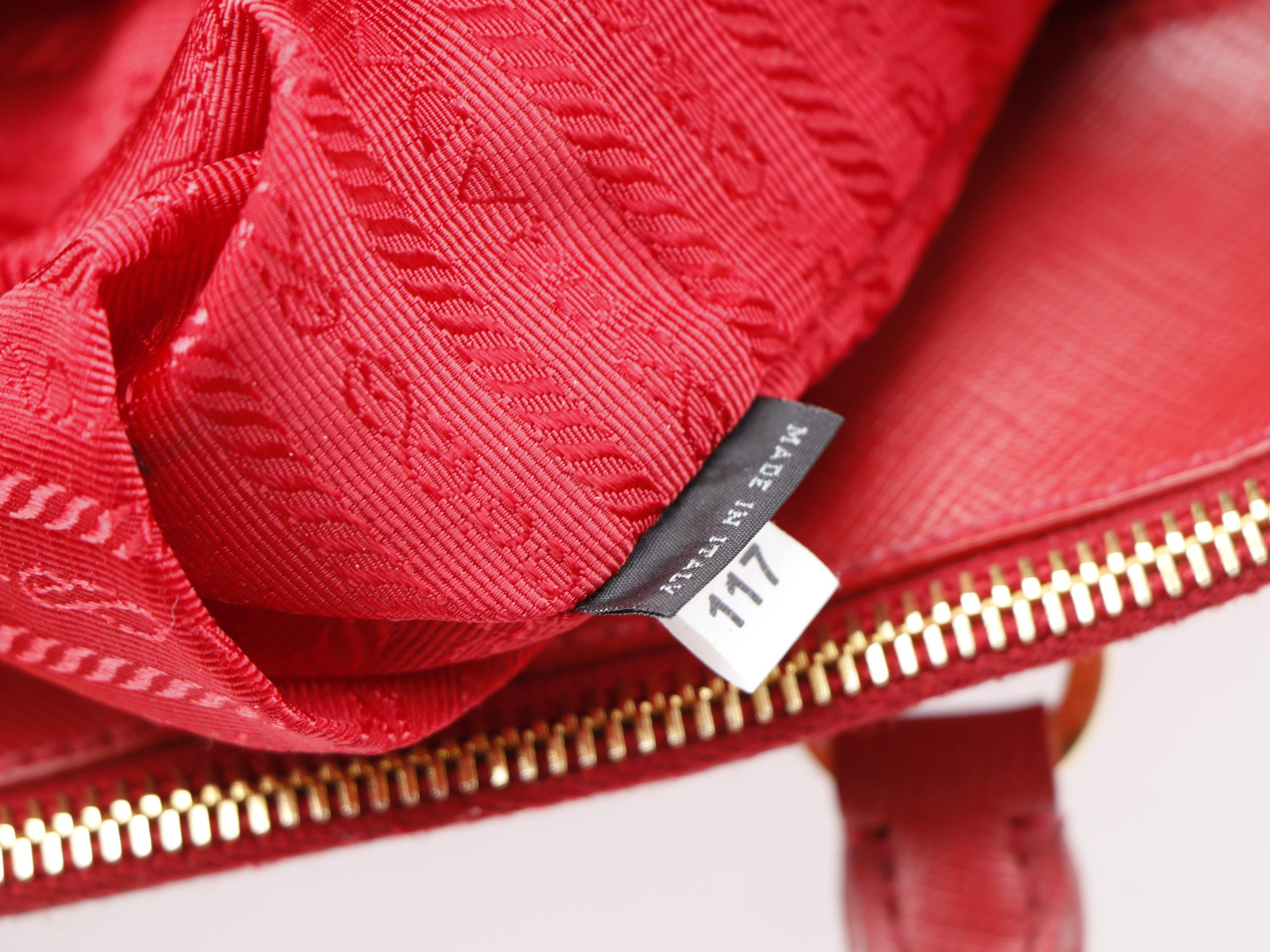 Prada Extra Large Double Zip Lux Tote in Red Saffiano Leather