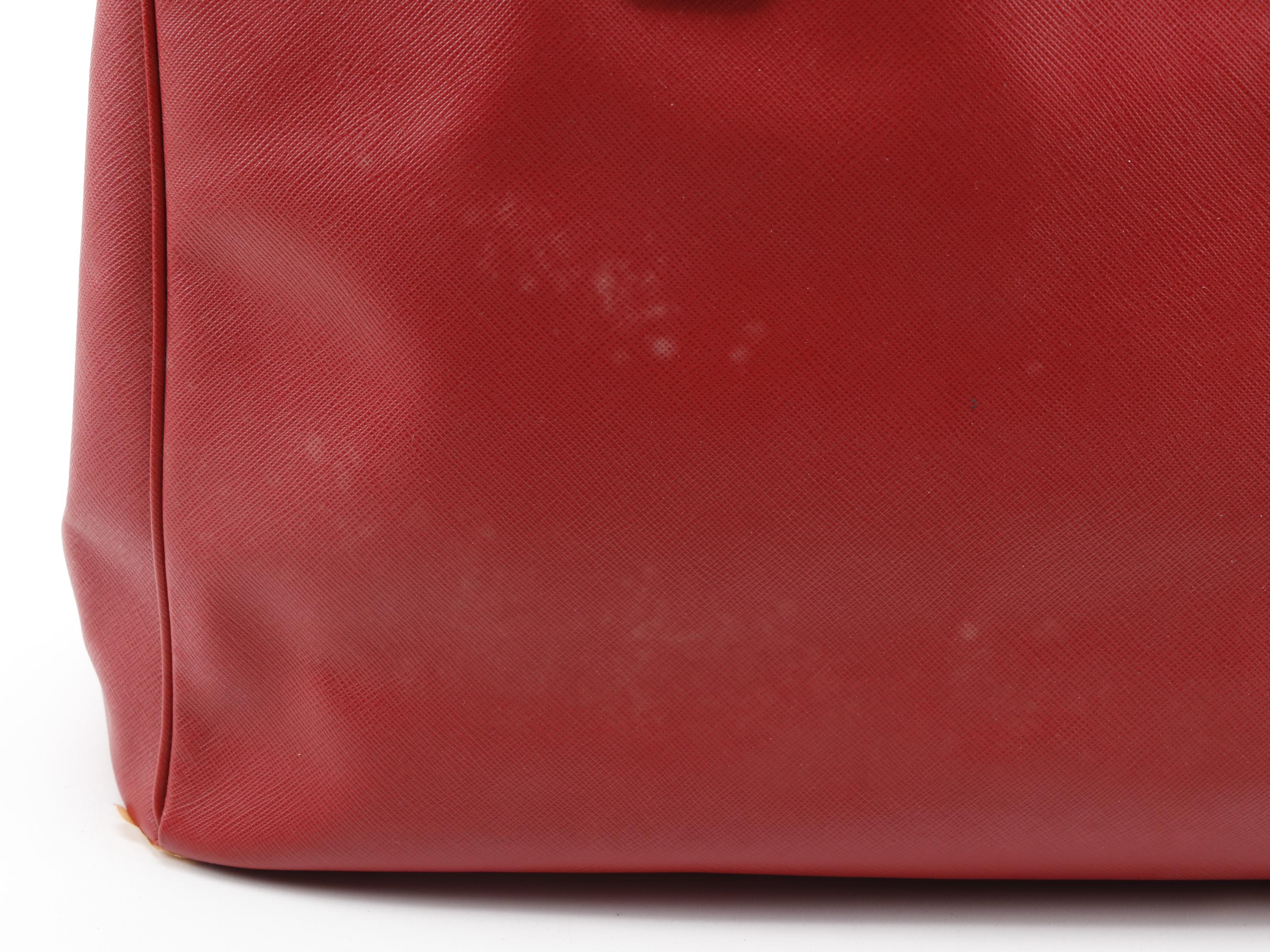 Prada Extra Large Double Zip Lux Tote in Red Saffiano Leather