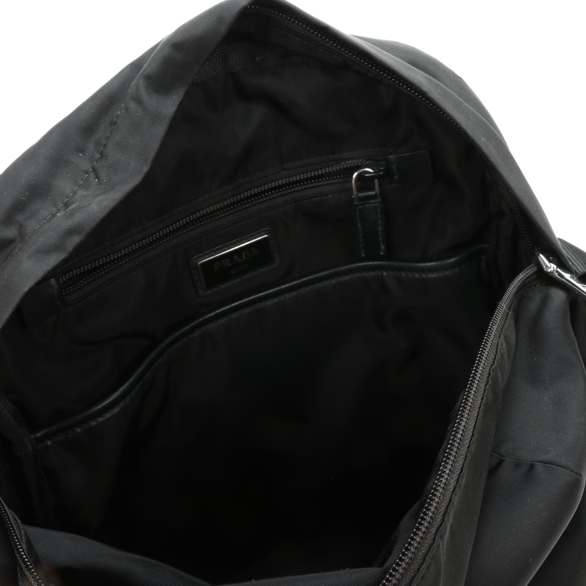 Prada Small Technical Zip Messenger Bag in Black Tessuto Nylon