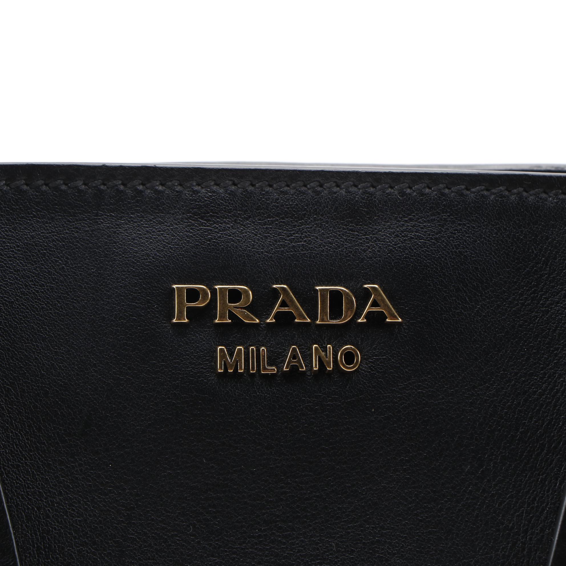 Prada Argilla Tote Bag in Nero City Calfskin Leather