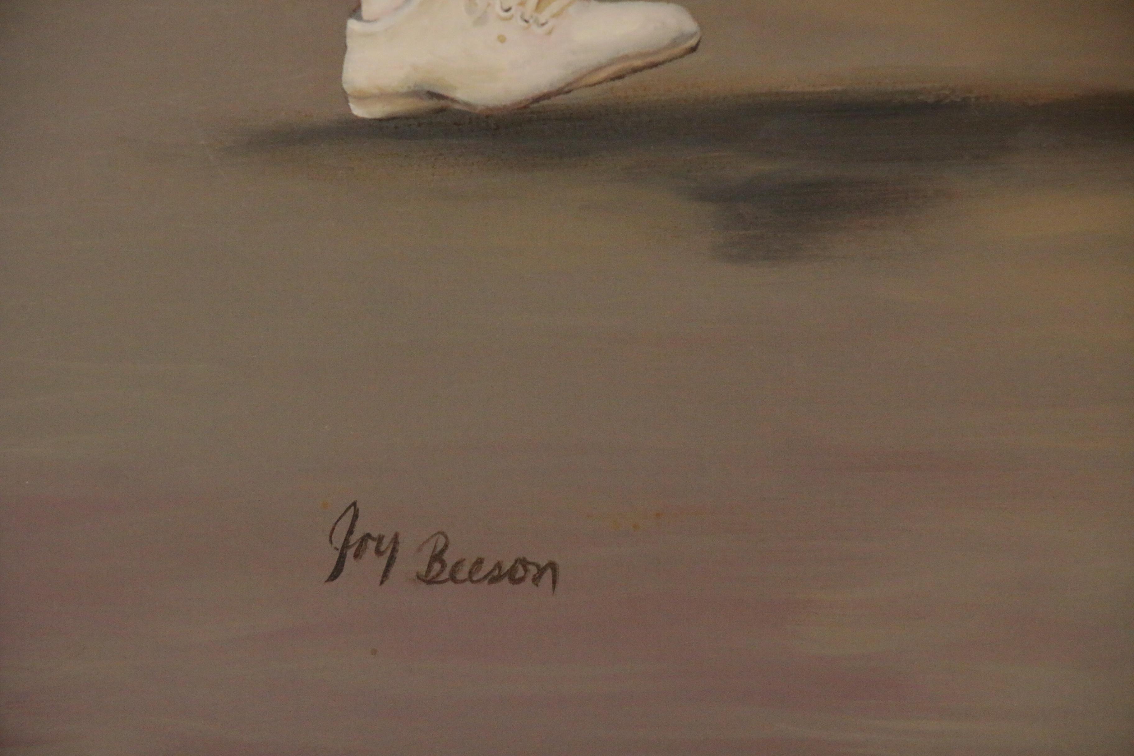 Joy Beeson Oil Painting of Track Race, Late 20th Century