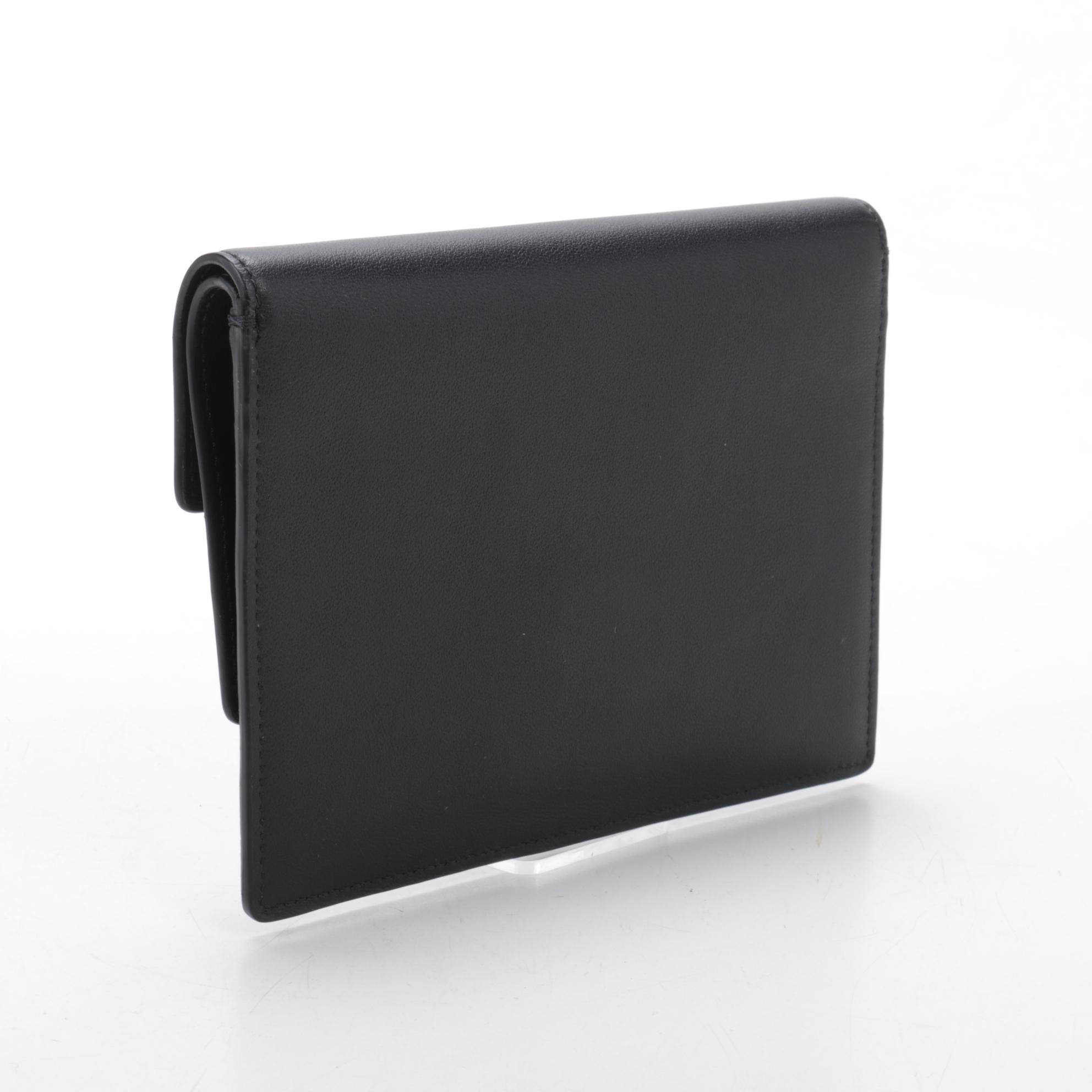 Valentino VLogo Double Flap Clutch in Black Leather