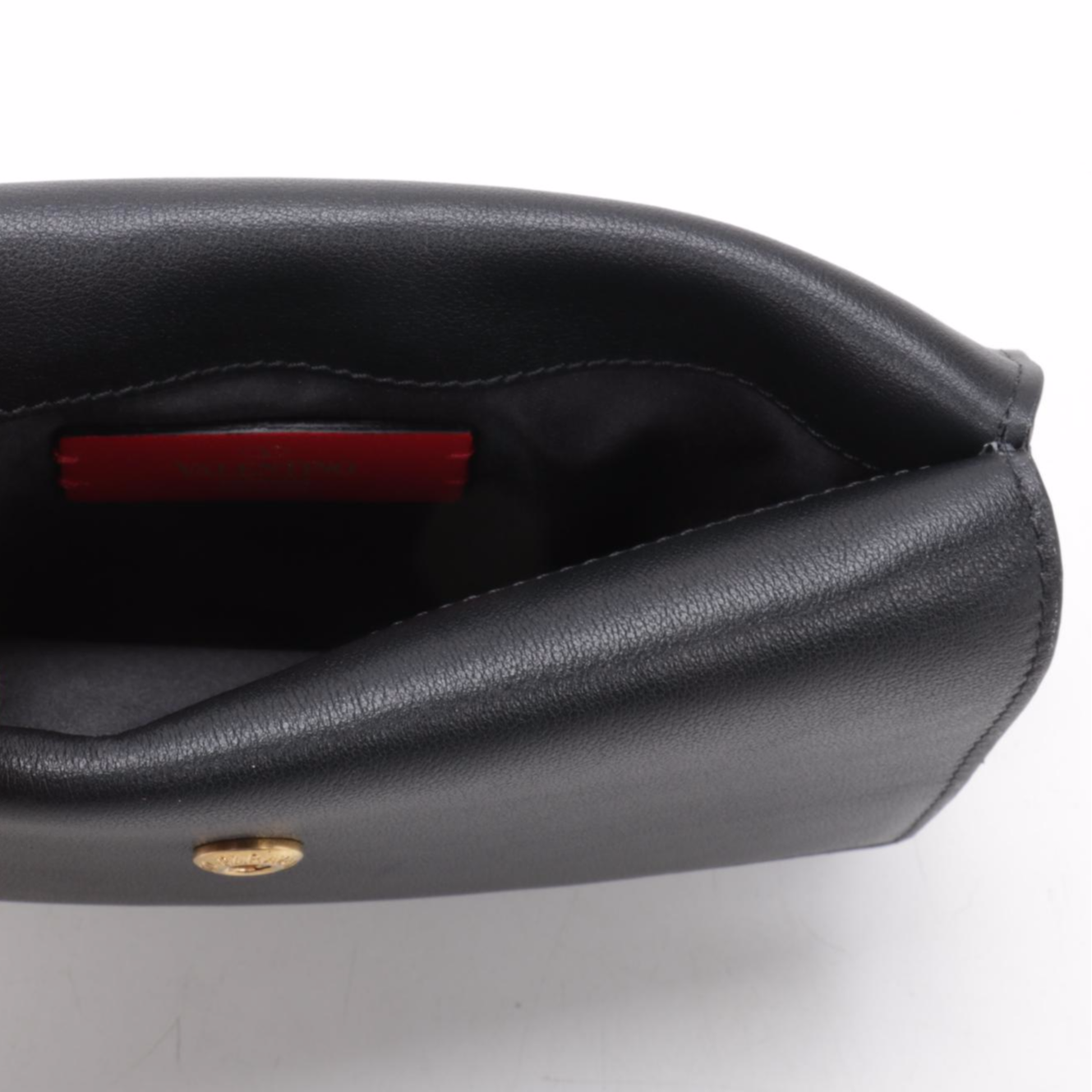 Valentino VLogo Double Flap Clutch in Black Leather