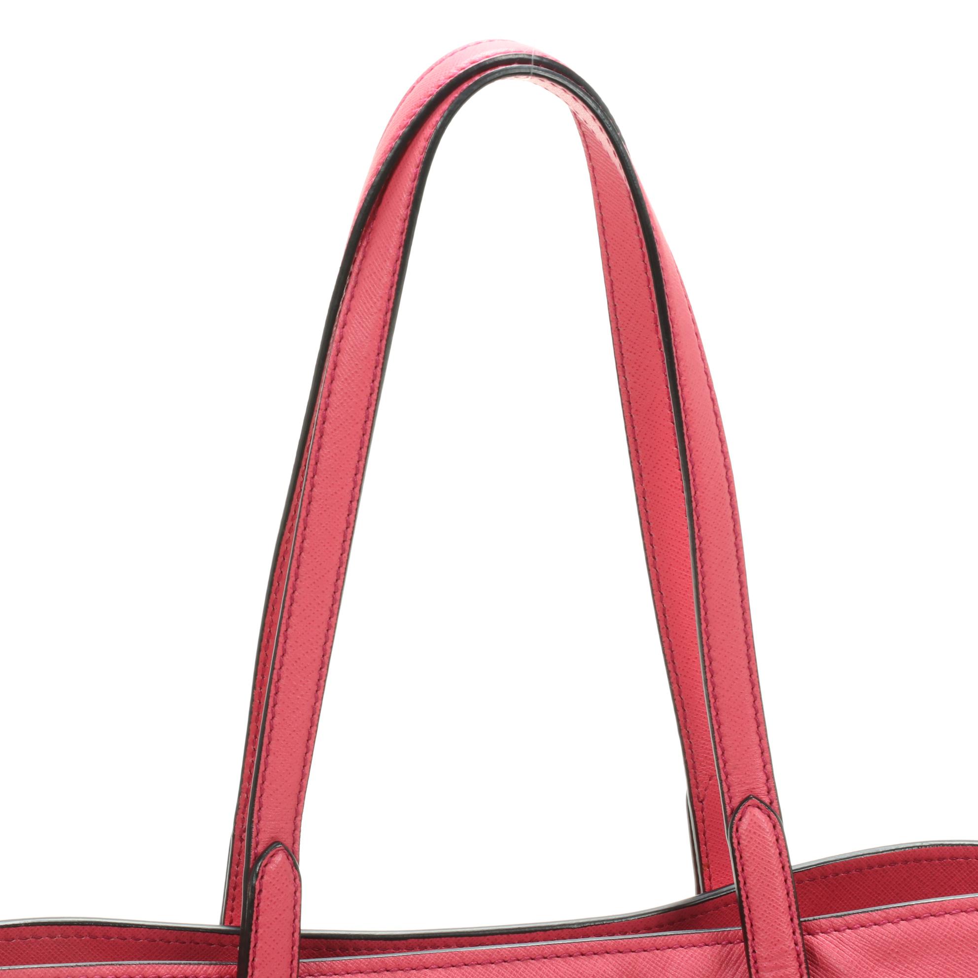 Prada Medium Belted Soft Tote in Pink Saffiano Leather