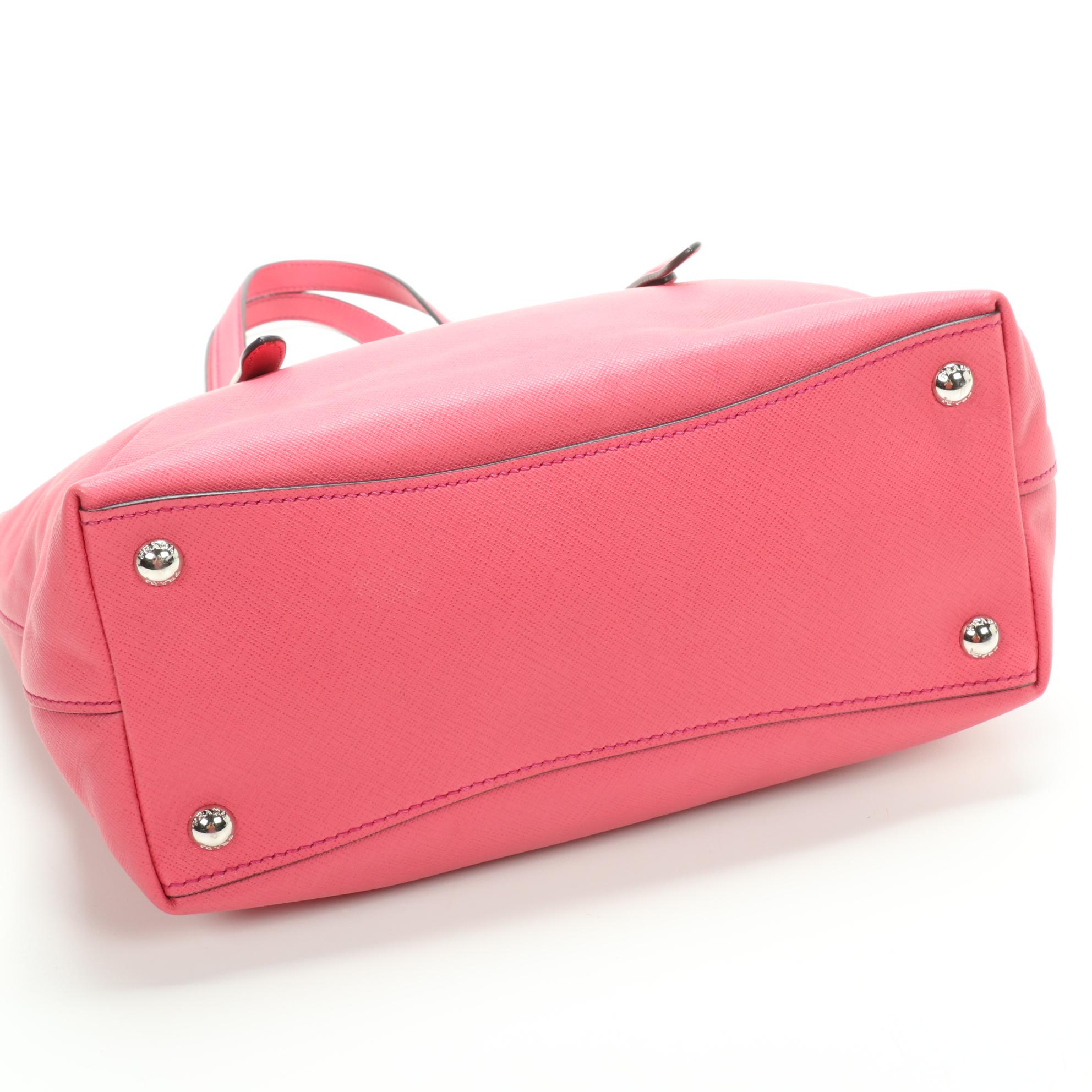 Prada Medium Belted Soft Tote in Pink Saffiano Leather