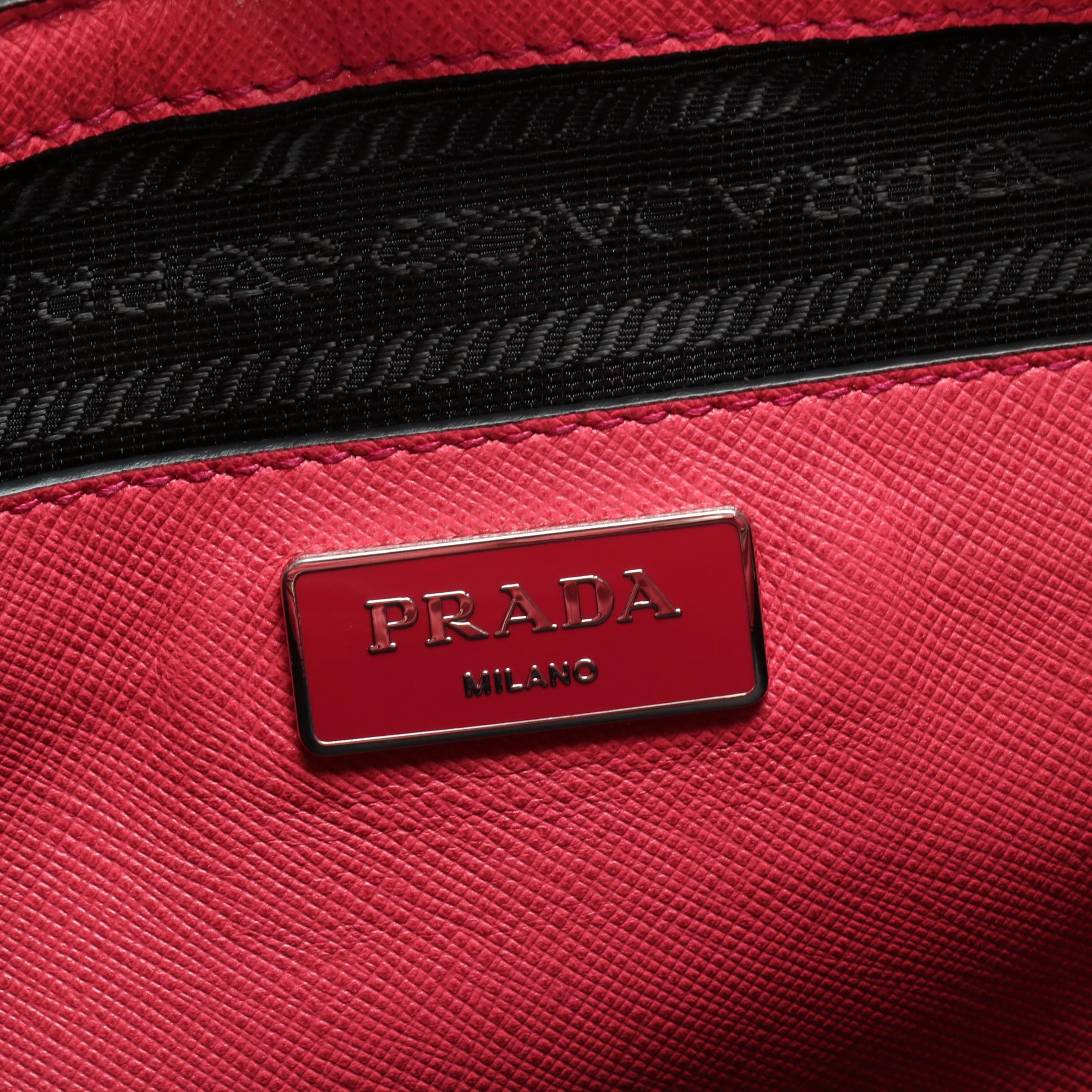 Prada Medium Belted Soft Tote in Pink Saffiano Leather