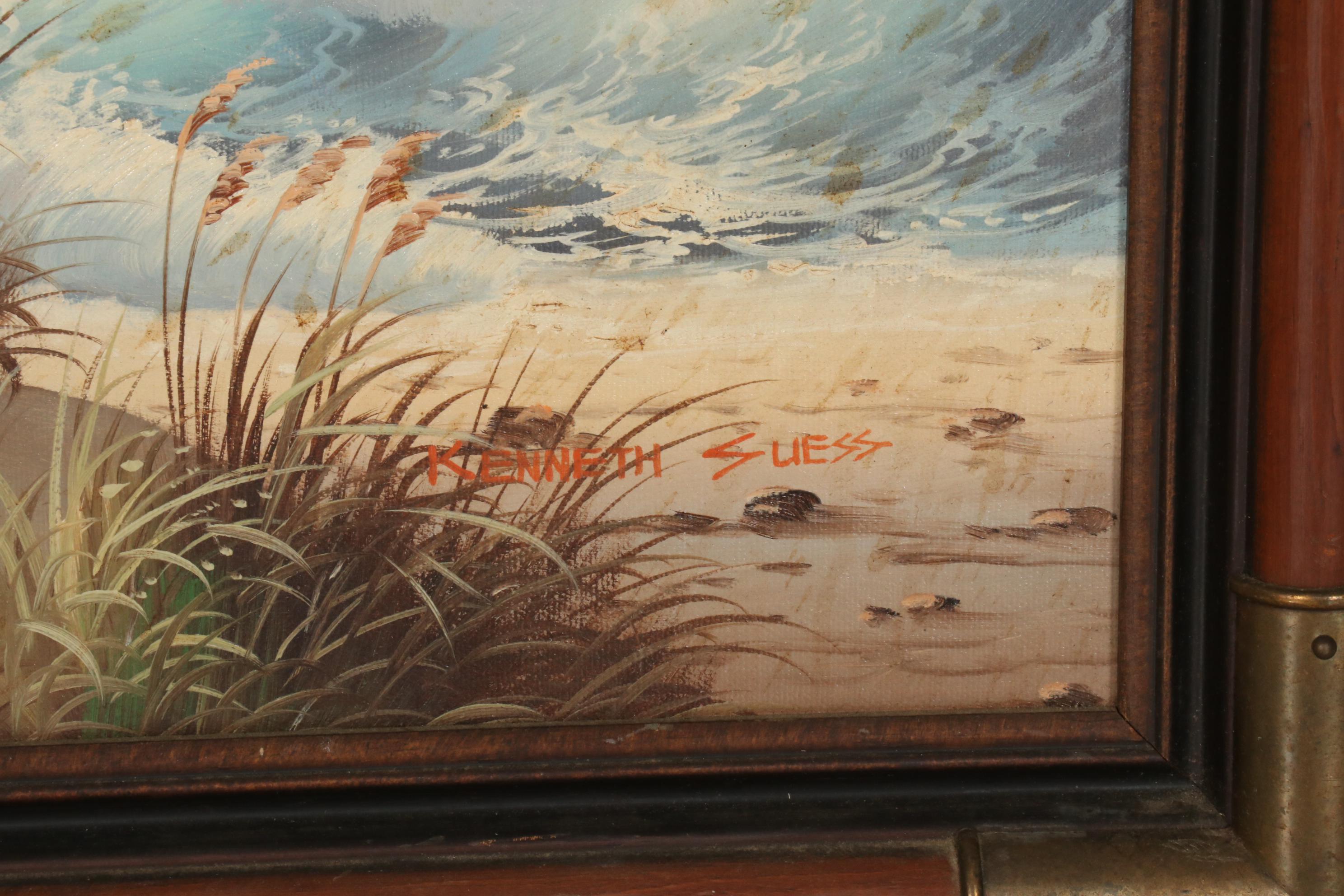 Kenneth Suess Oil Painting of a Boy and Sea Captain