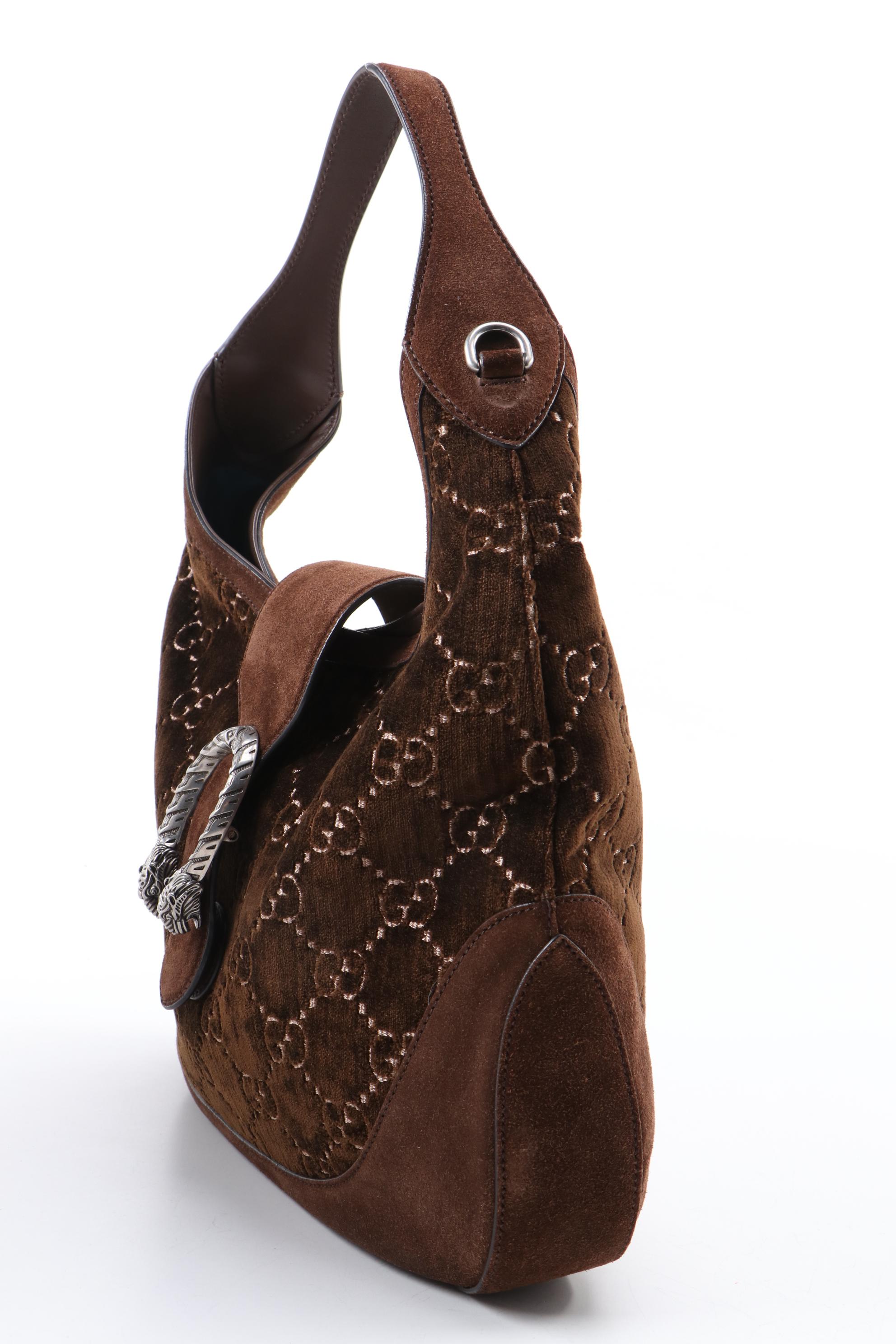 Gucci Small Dionysus Hobo bag in Brown GG Velvet and Suede
