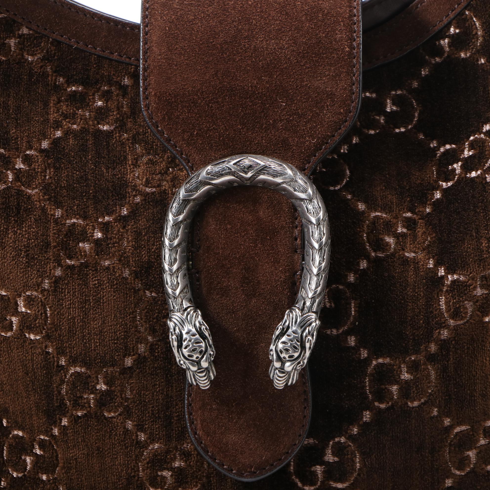 Gucci Small Dionysus Hobo bag in Brown GG Velvet and Suede