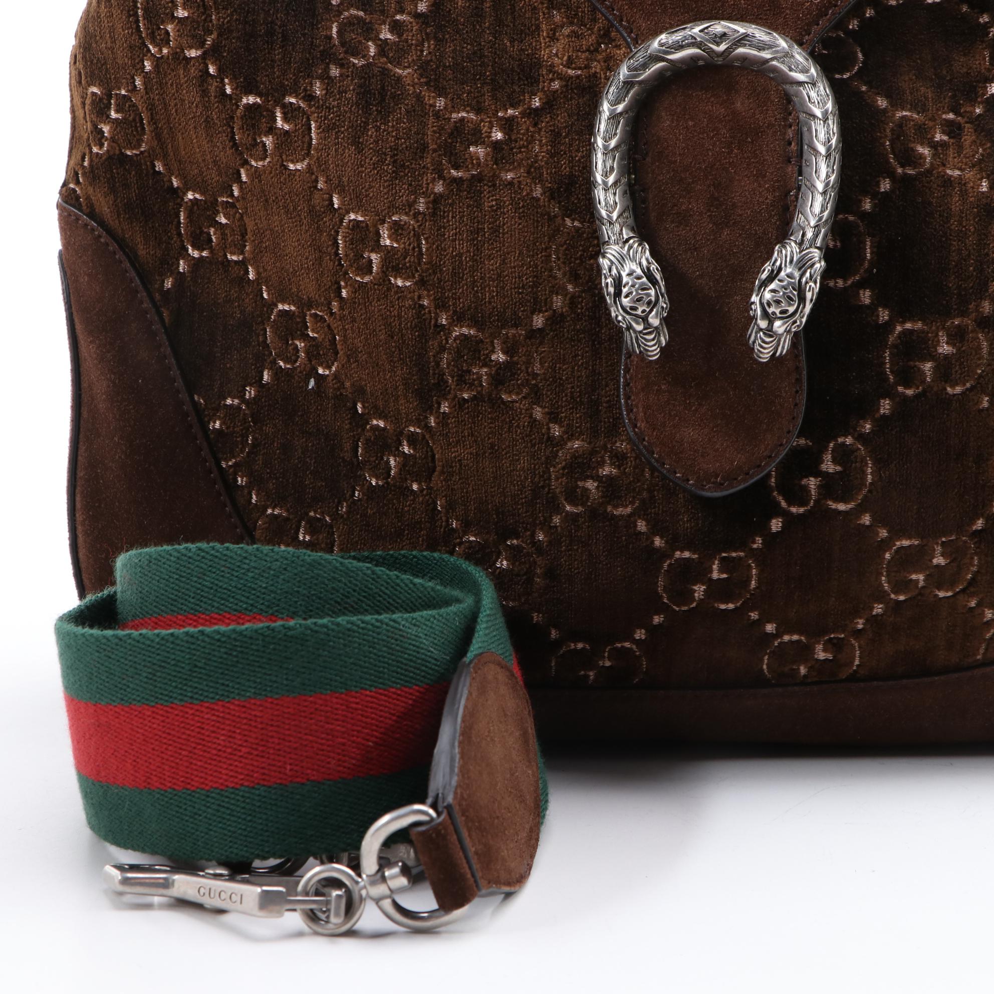 Gucci Small Dionysus Hobo bag in Brown GG Velvet and Suede
