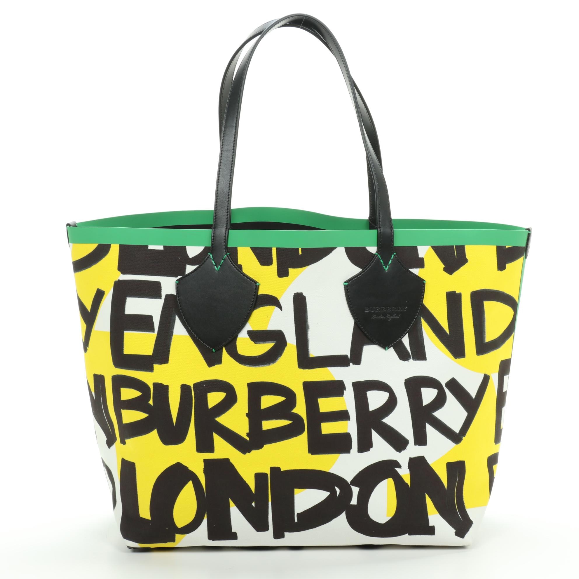 Burberry Large Reversible Tote in Giant Graffiti Printed Canvas