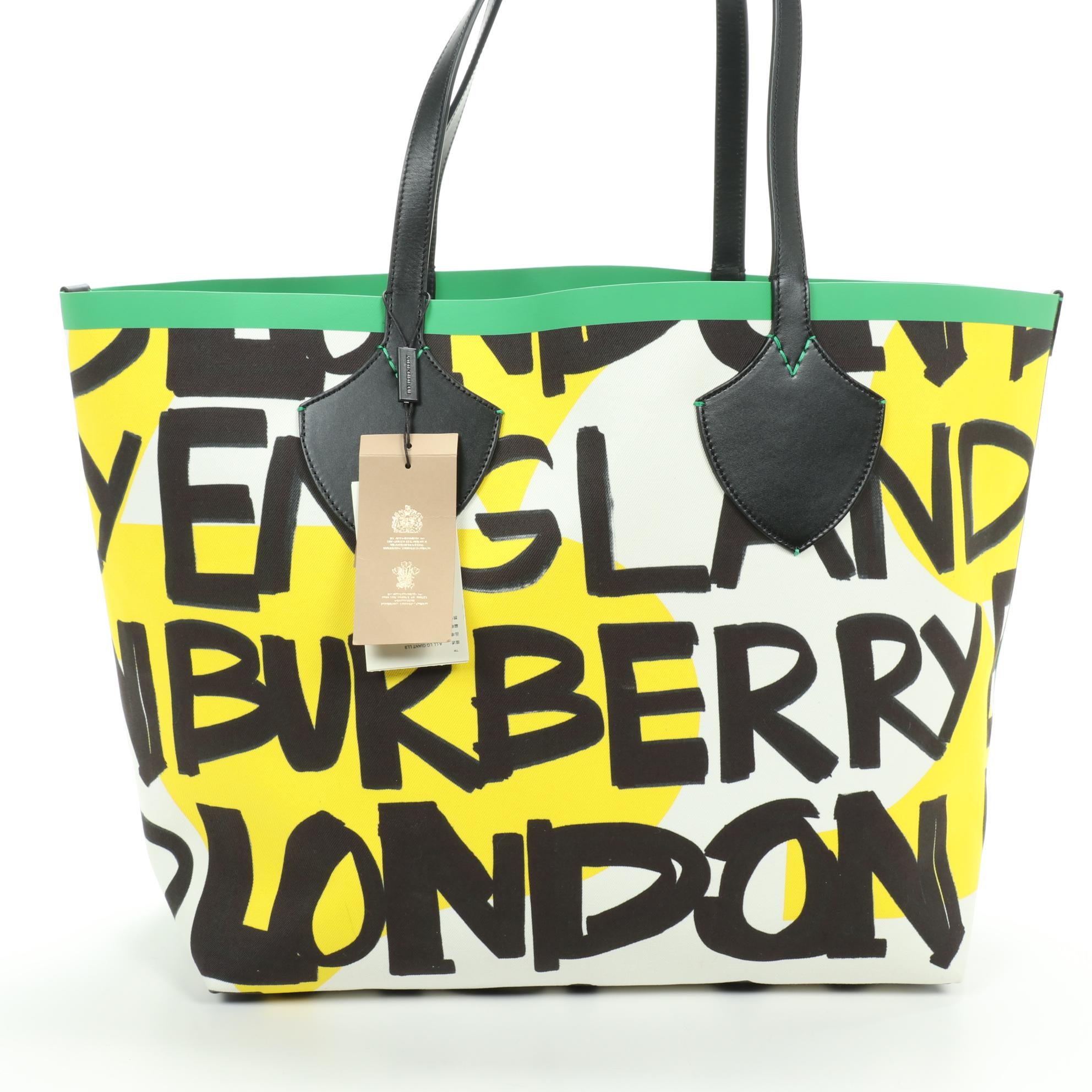 Burberry Large Reversible Tote in Giant Graffiti Printed Canvas