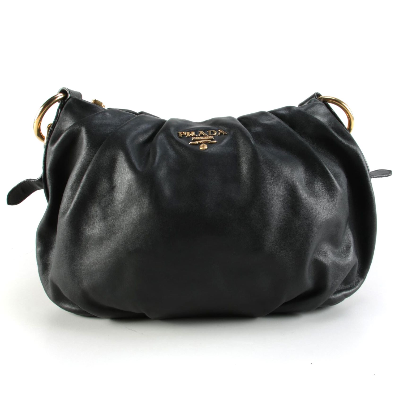 Prada Lux Chain Strap Black Leather Hobo Bag