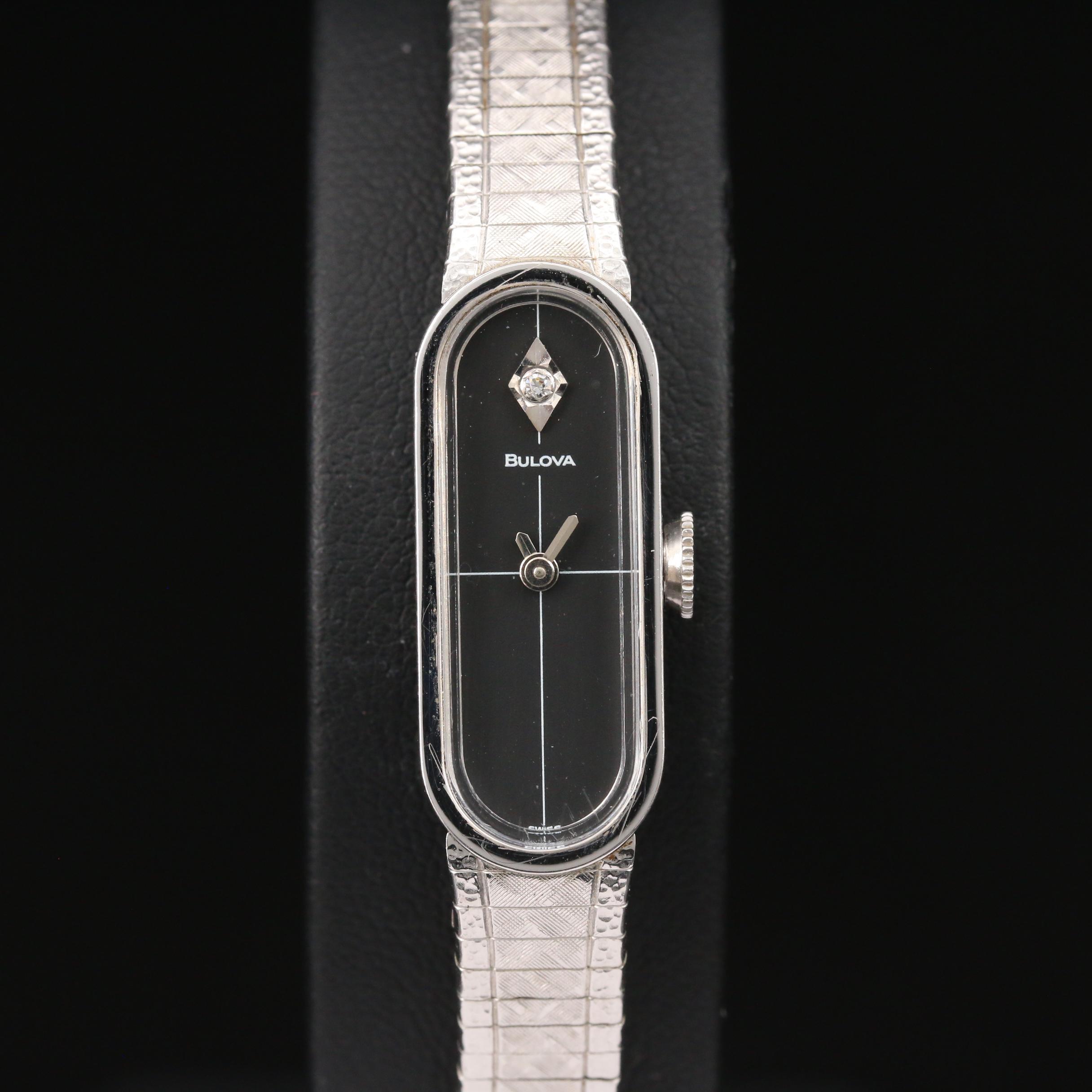1975 Bulova Dior Boutique Collection 10K Gold Plate and Diamond Watch