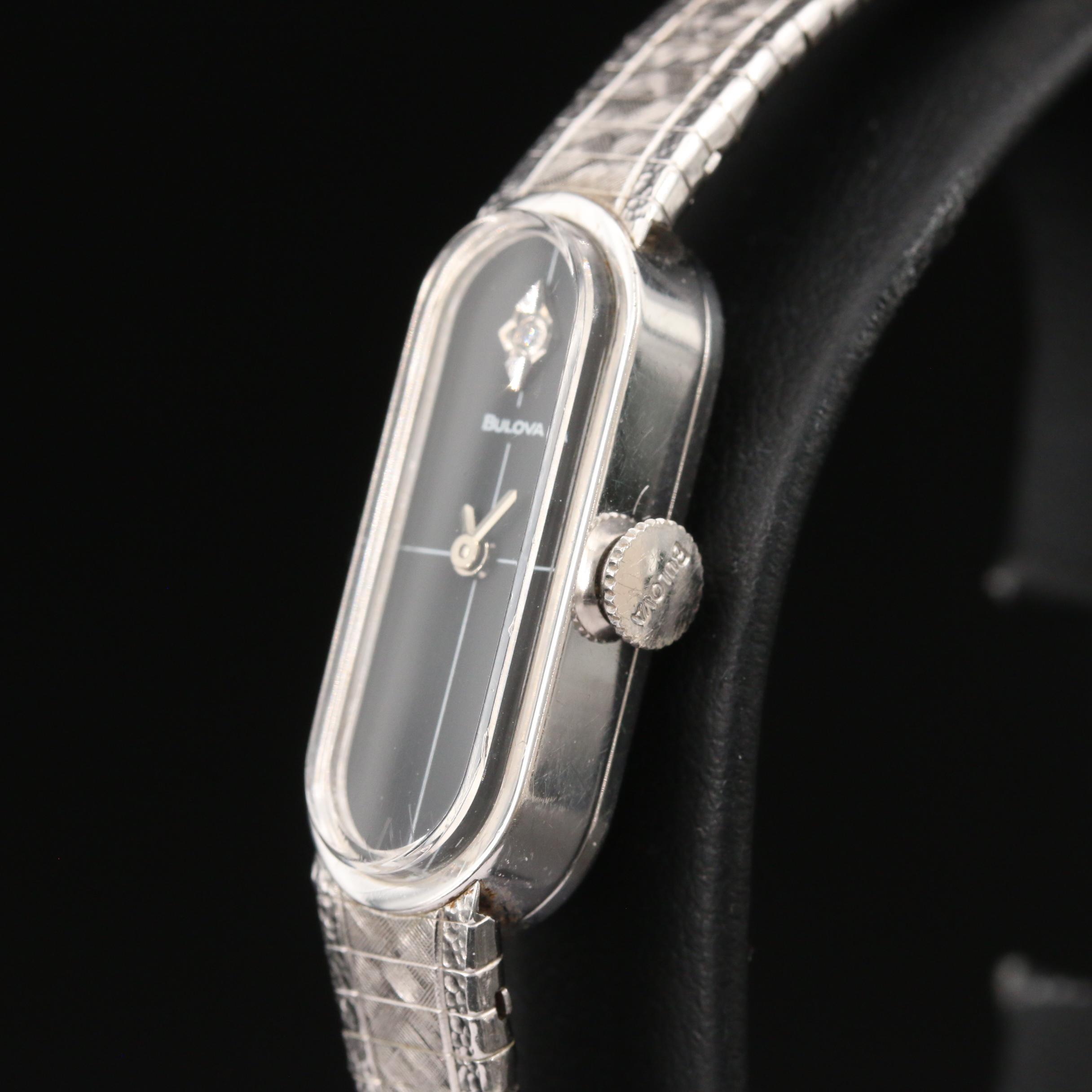 1975 Bulova Dior Boutique Collection 10K Gold Plate and Diamond Watch