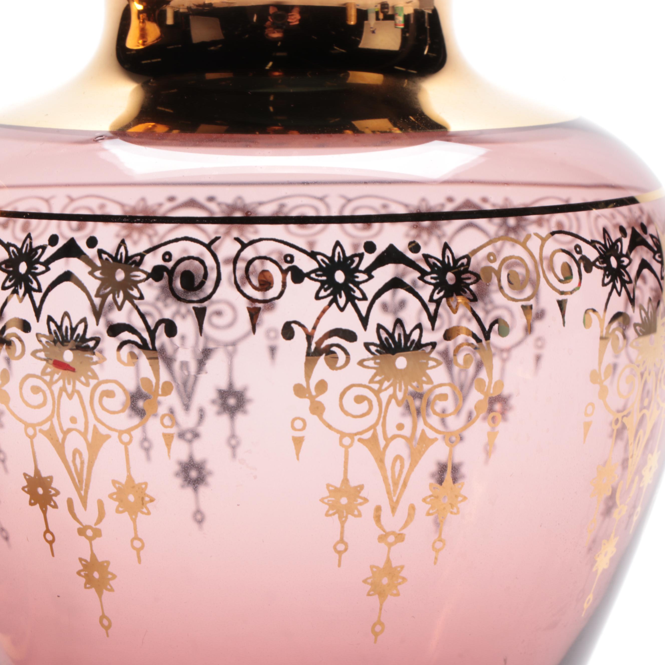 Ferro & Lazzarini Italian Gilt Embellished Glass Vases