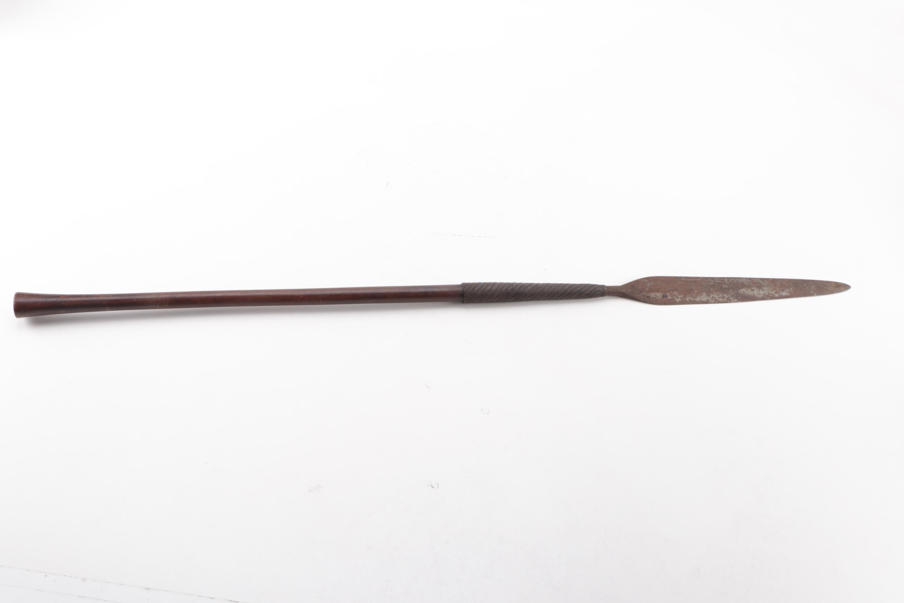 African Iklwa Short Spear and Decorative Hardwood Spear, Early/Mid 20th Century