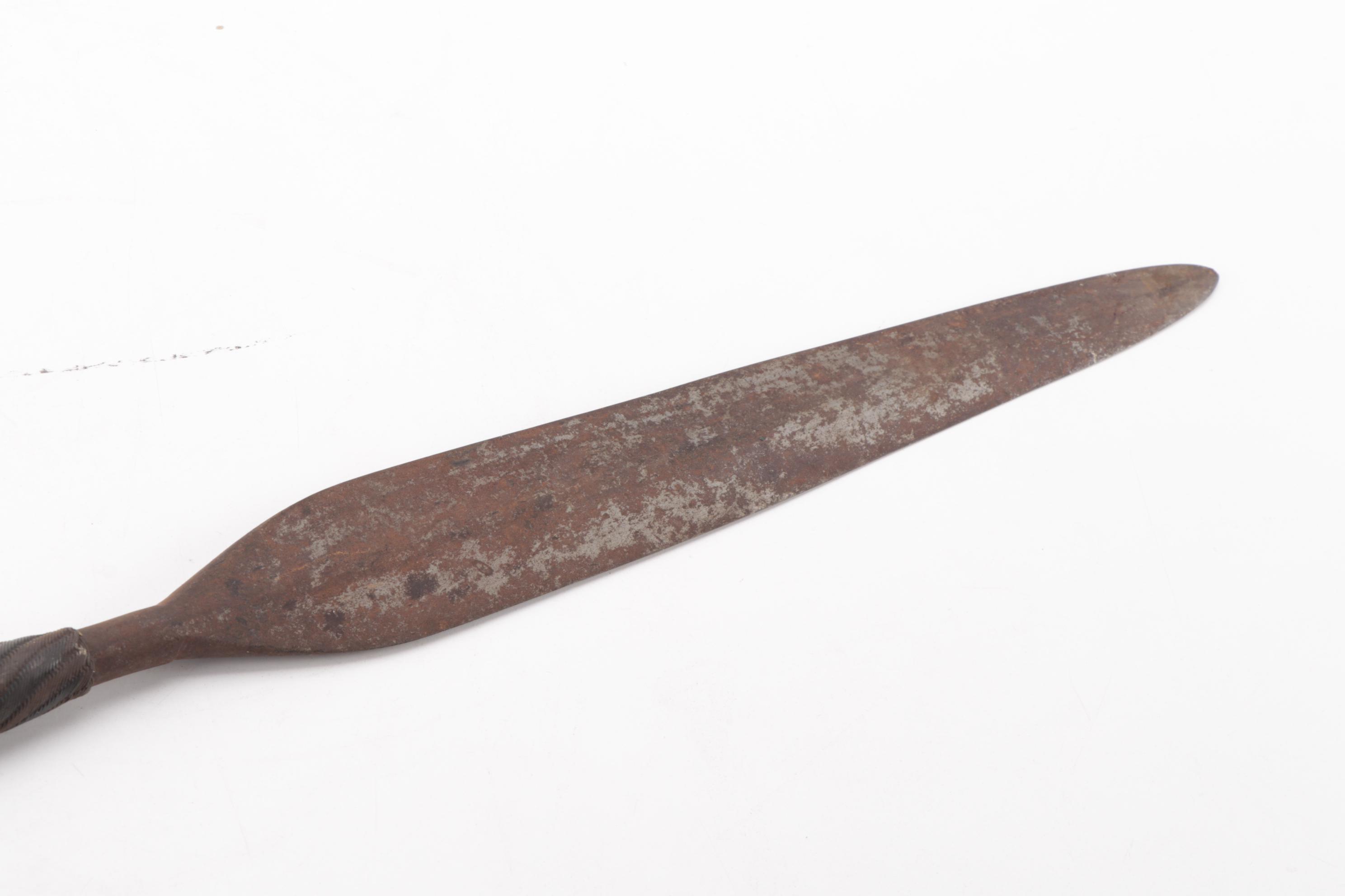 African Iklwa Short Spear and Decorative Hardwood Spear, Early/Mid 20th Century