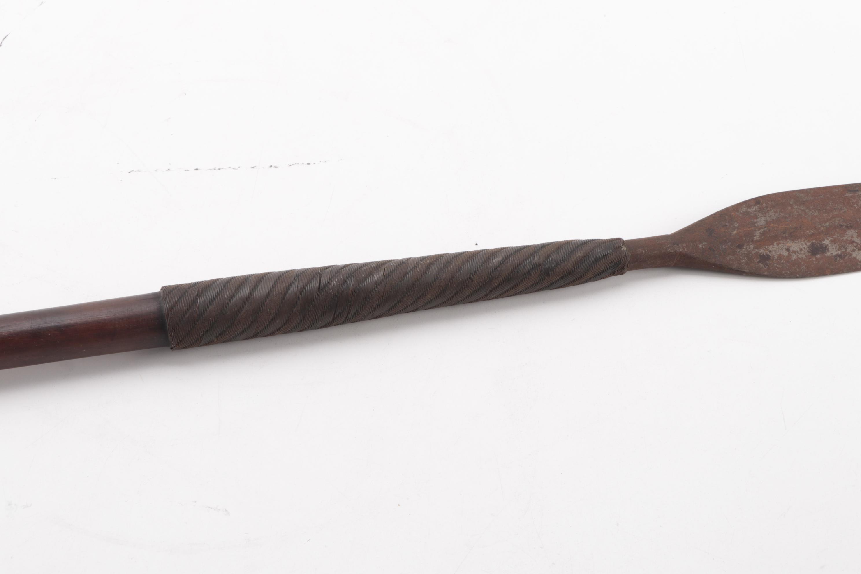 African Iklwa Short Spear and Decorative Hardwood Spear, Early/Mid 20th Century