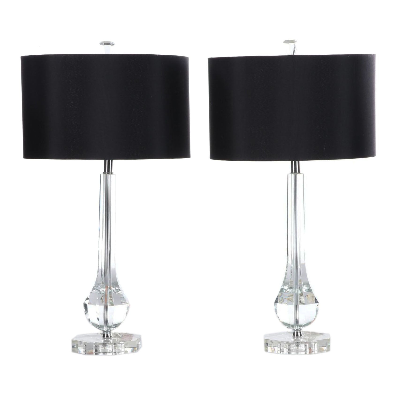 Pair of Trident Home Contemporary Glass Base Table Lamps