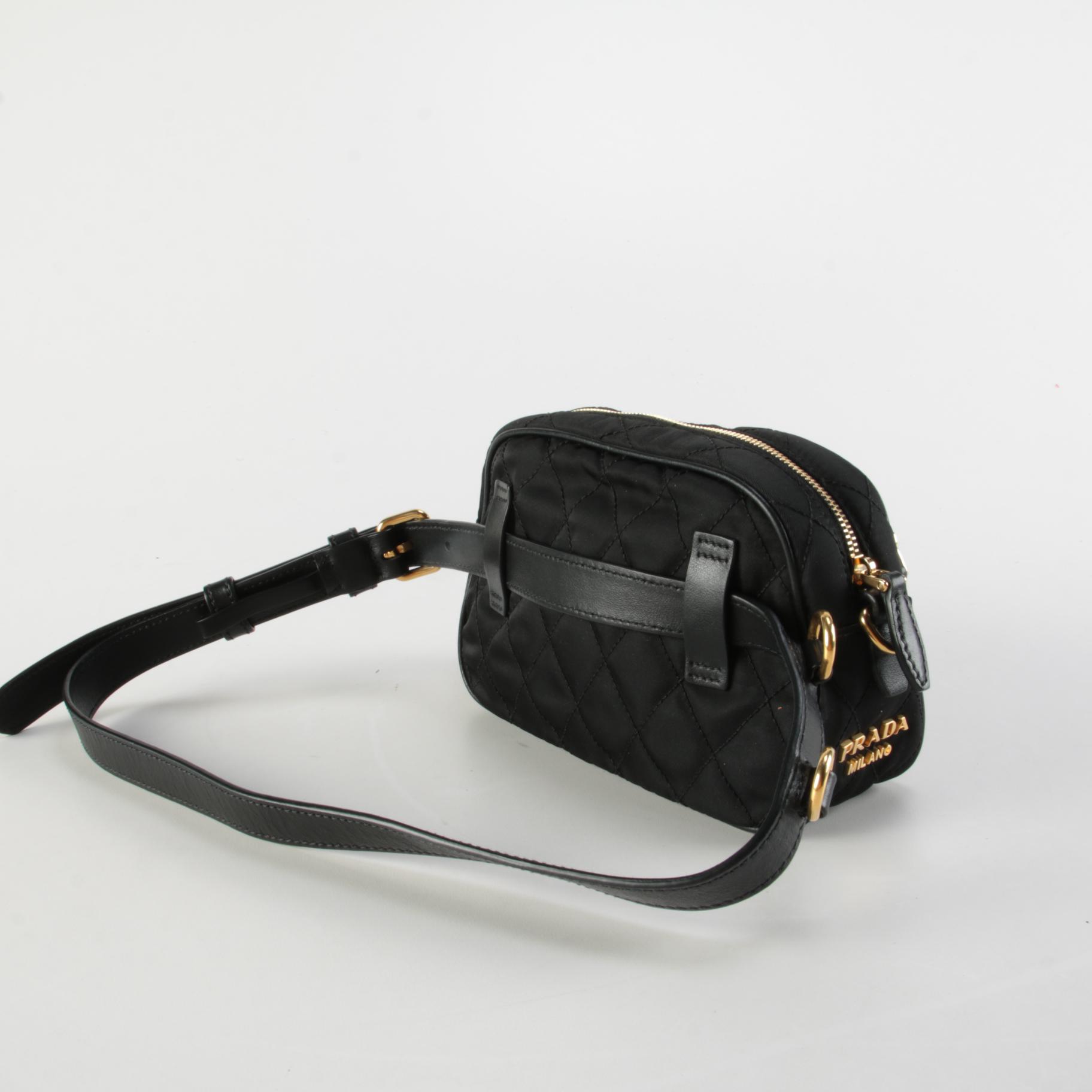 Prada Corsaire Floral Embroidered Quilted Tessuto Convertible Belt Bag