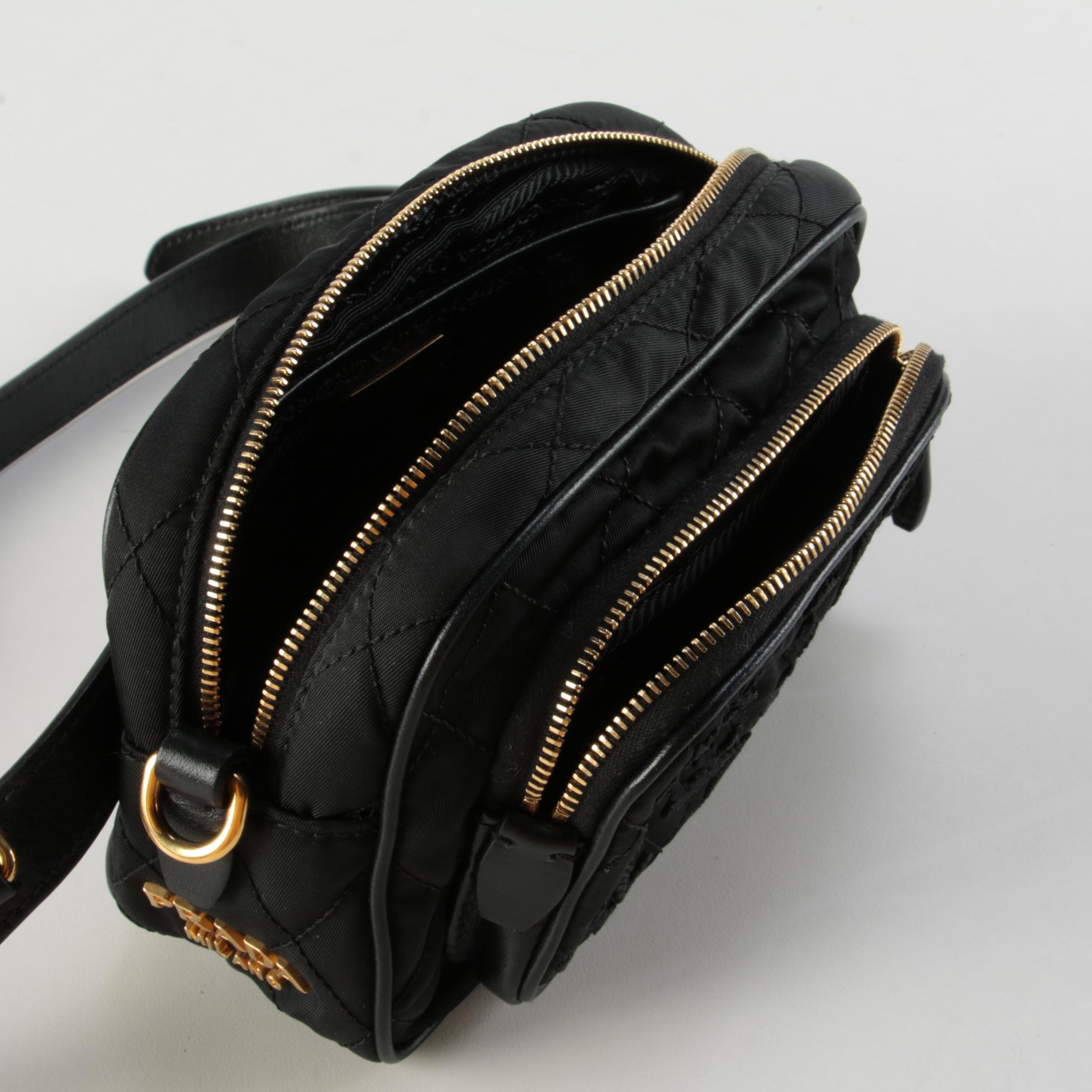 Prada Corsaire Floral Embroidered Quilted Tessuto Convertible Belt Bag