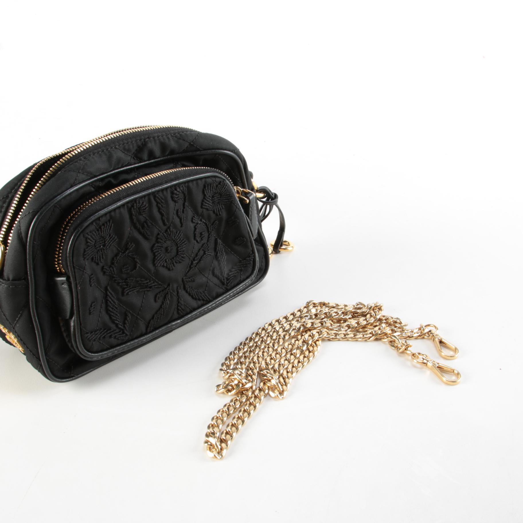 Prada Corsaire Floral Embroidered Quilted Tessuto Convertible Belt Bag