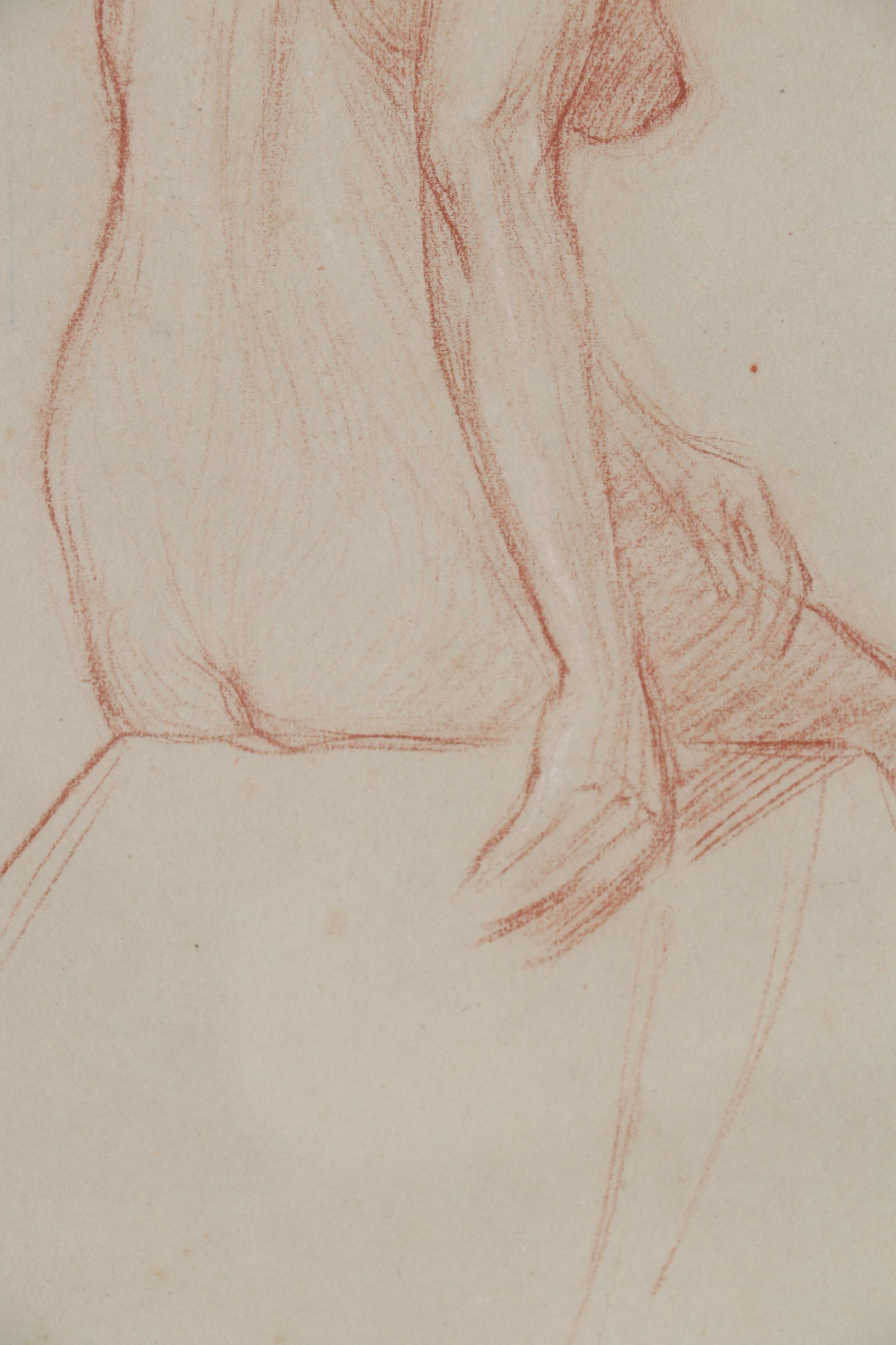 Charles F. Chambe Graphite and Conté Crayon Figure Study, Early 20th Century