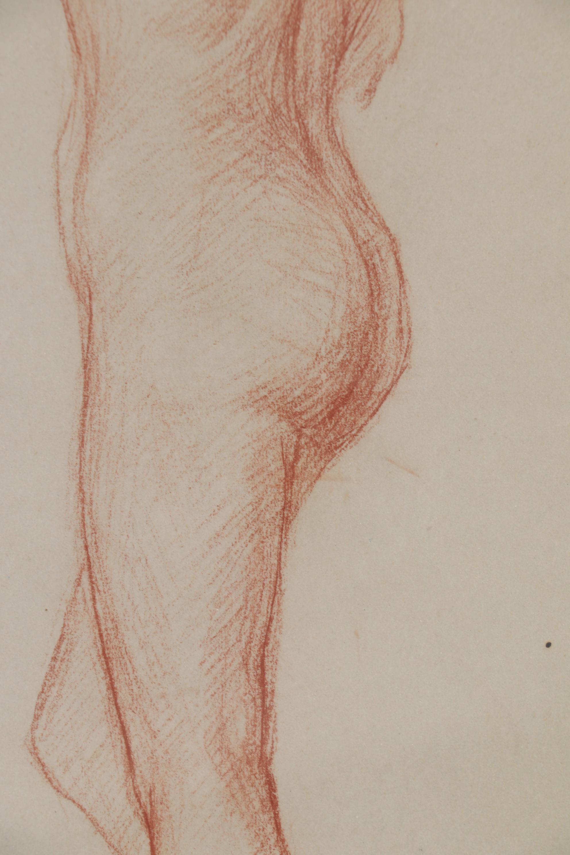 Charles F. Chambe Graphite and Conté Crayon Figure Study, Early 20th Century