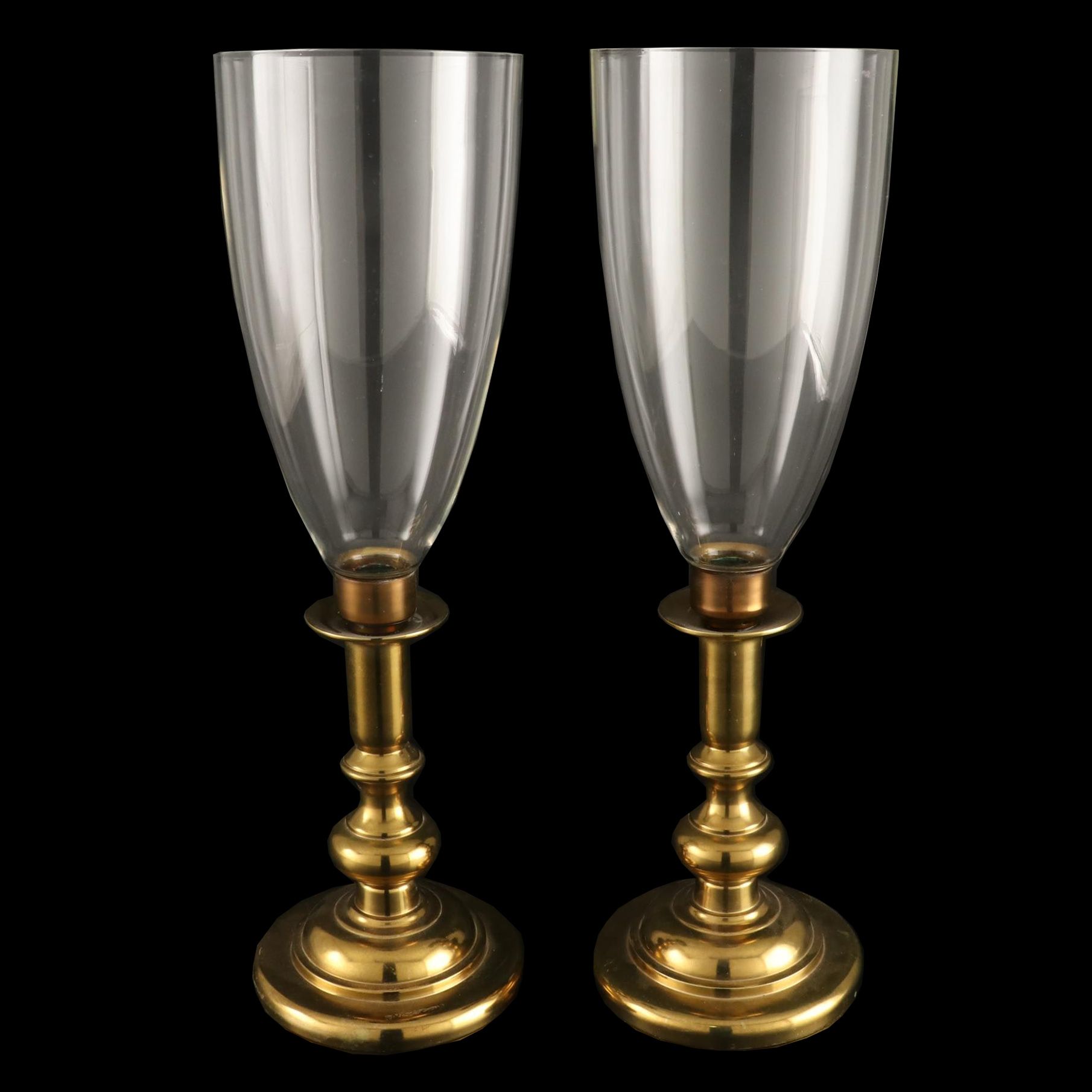Harvin Brass Candlesticks with Glass Chimneys