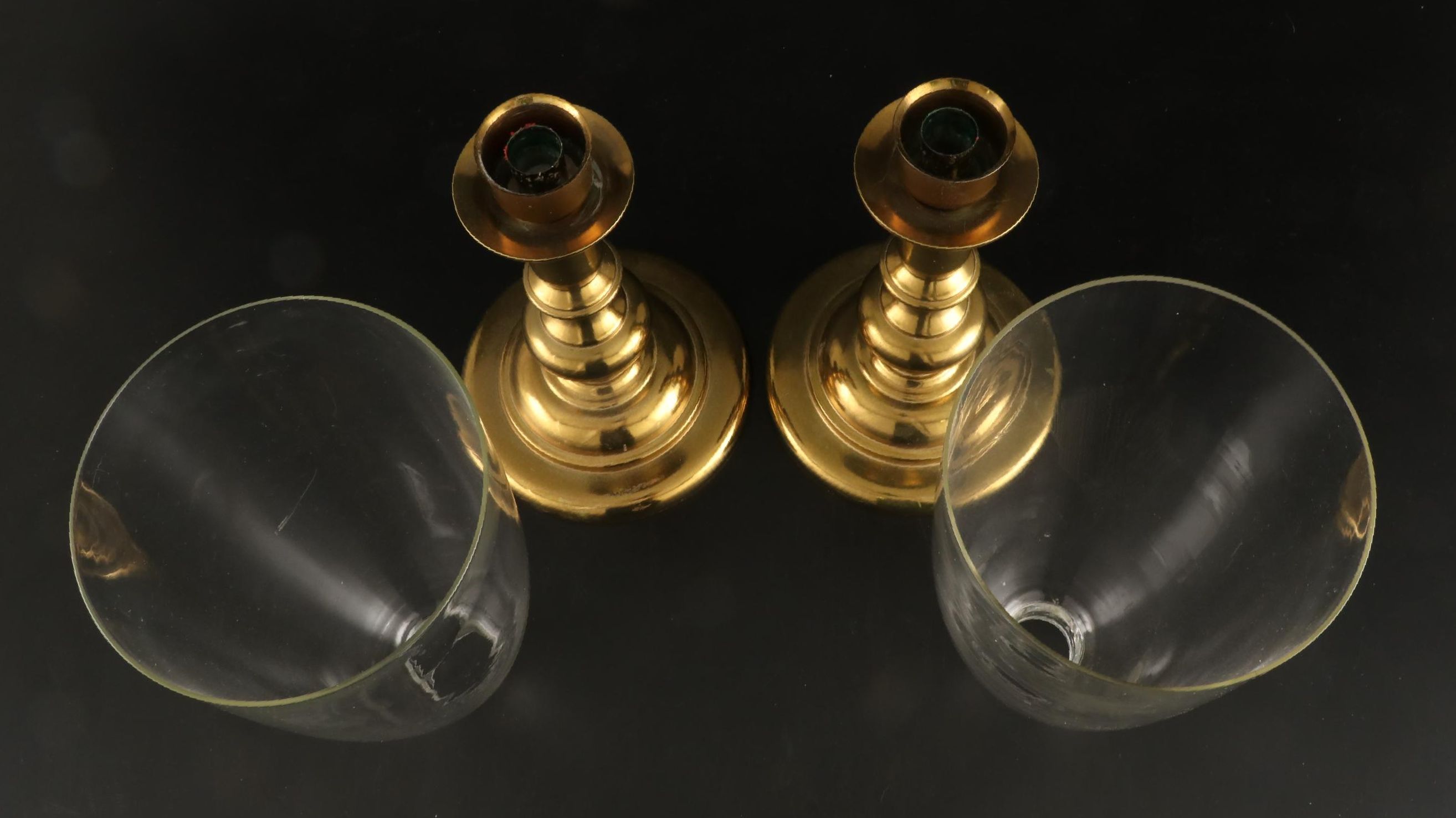 Harvin Brass Candlesticks with Glass Chimneys