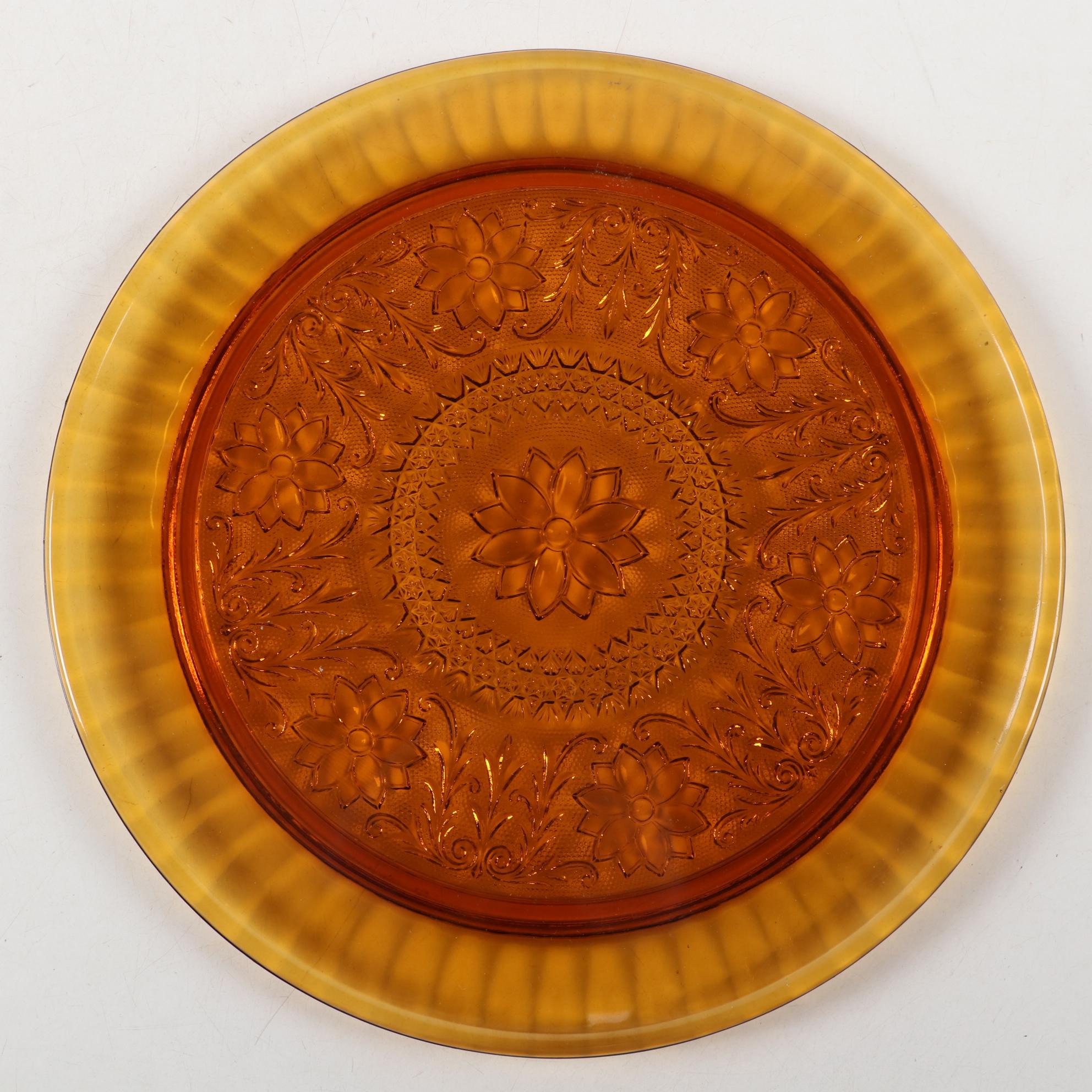 Tiara "Amber Sandwich" Glassware Including Berry Bowl Set, 1971-1989