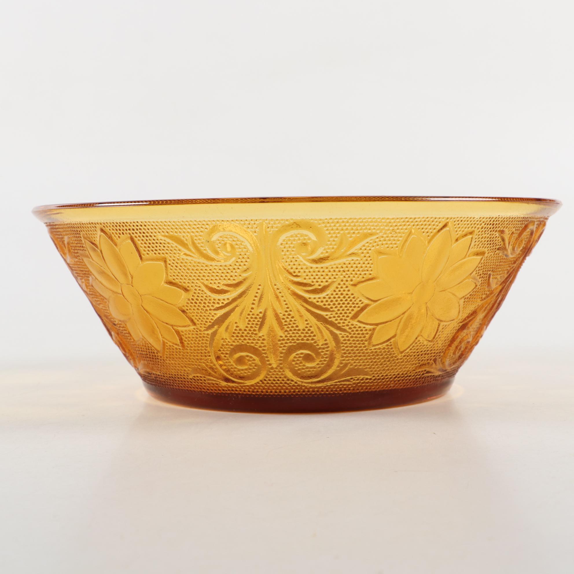 Tiara "Amber Sandwich" Glassware Including Berry Bowl Set, 1971-1989