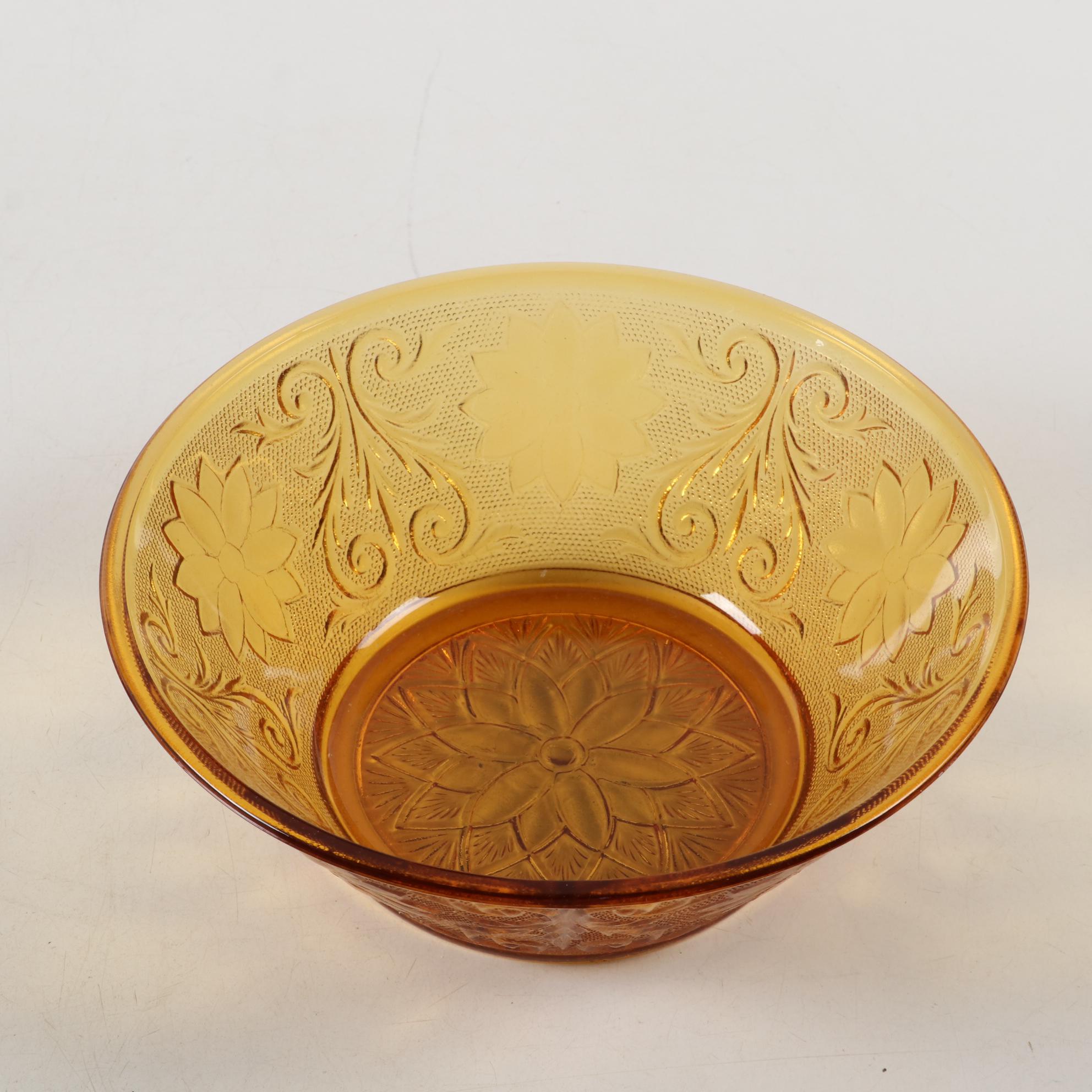 Tiara "Amber Sandwich" Glassware Including Berry Bowl Set, 1971-1989