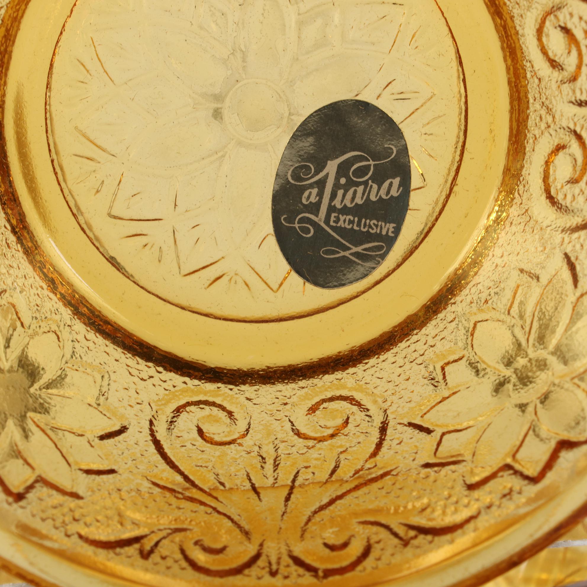 Tiara "Amber Sandwich" Glassware Including Berry Bowl Set, 1971-1989