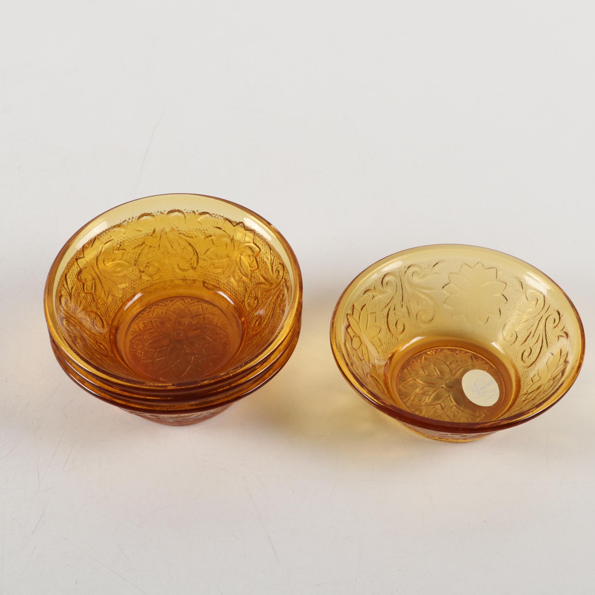 Tiara "Amber Sandwich" Glassware Including Berry Bowl Set, 1971-1989
