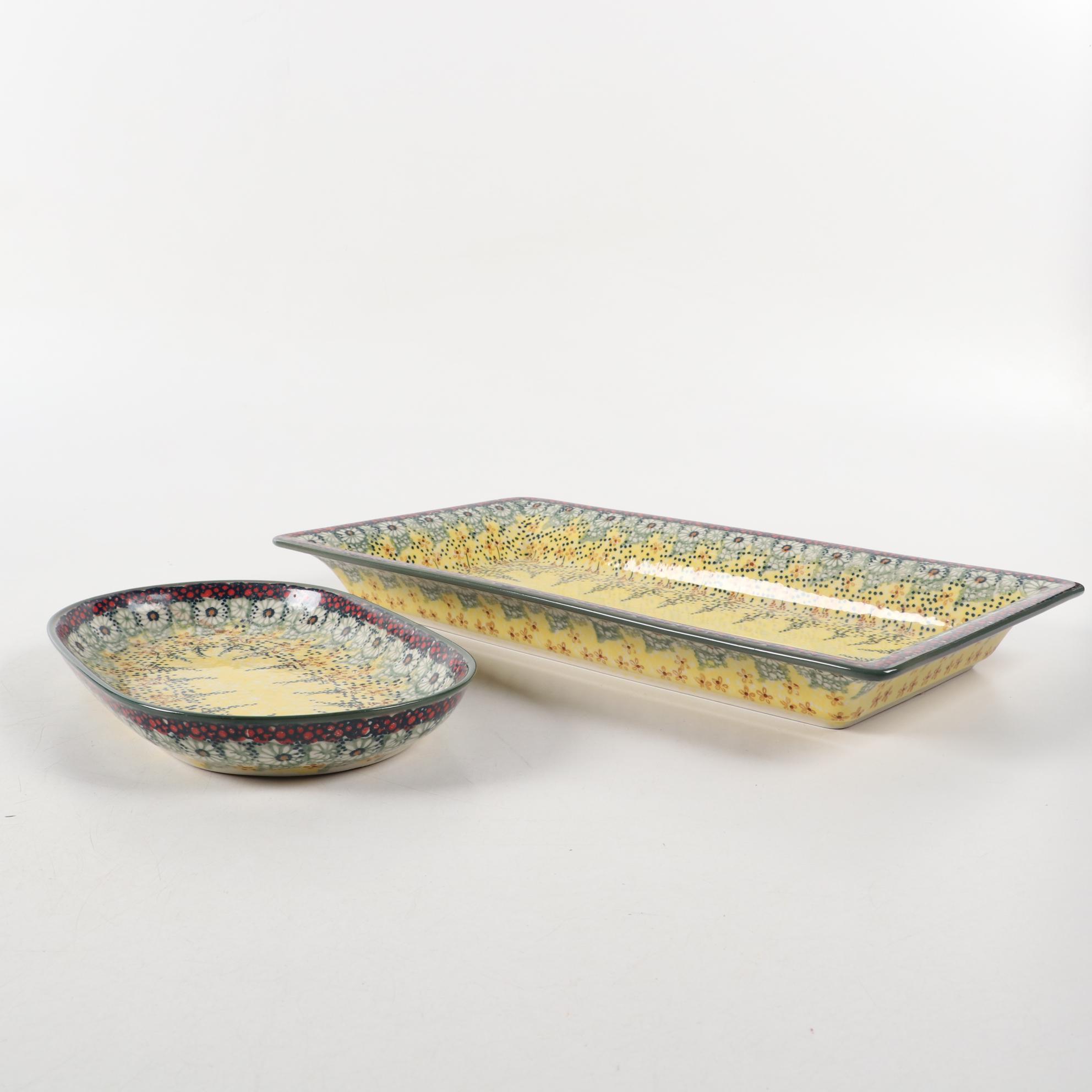 Polish Manufaktura "Sunshine Grotto" Earthenware Serveware and Table Accessories