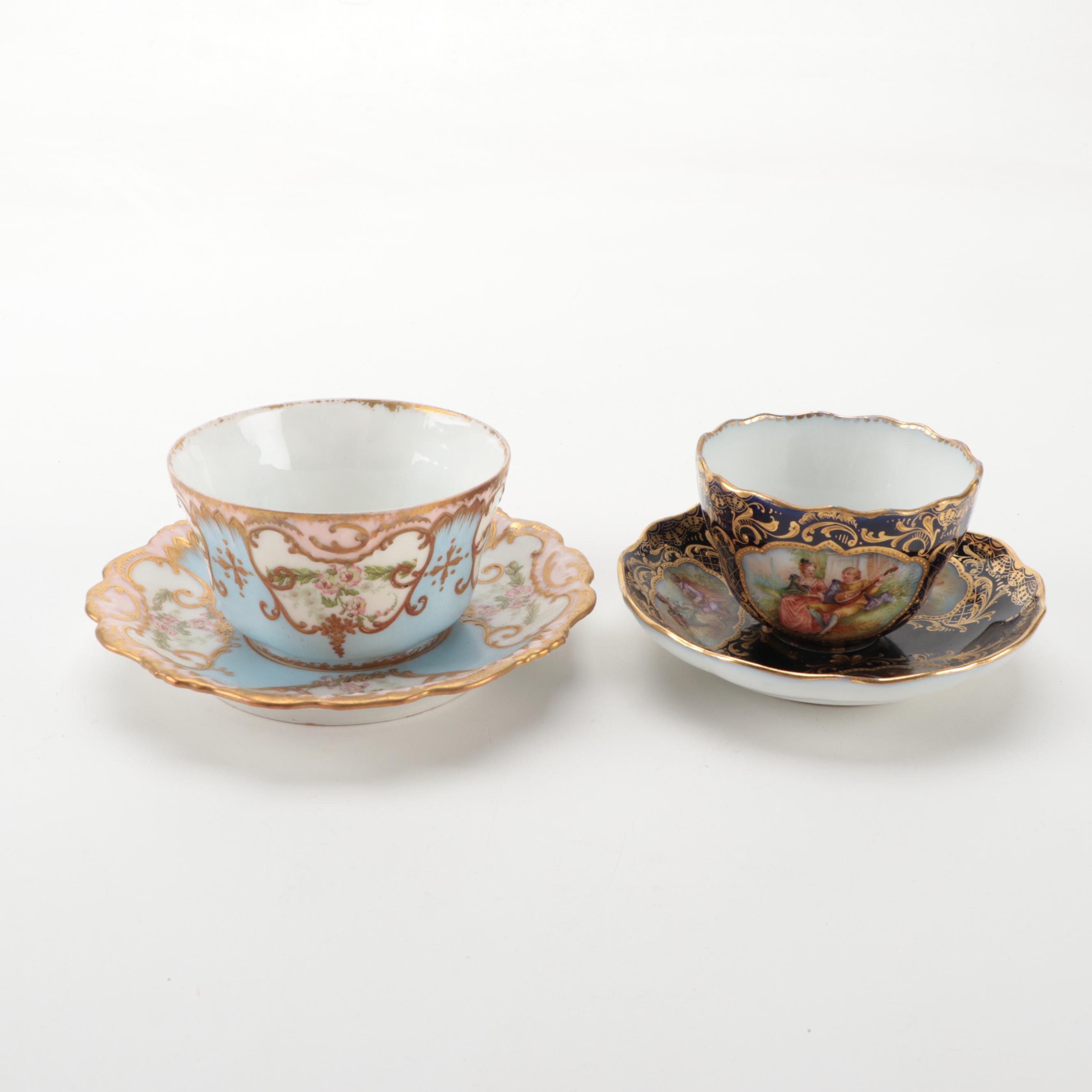Dresden and Royal Vienna Quatrefoil and Other Demitasse and Teacups, Antique
