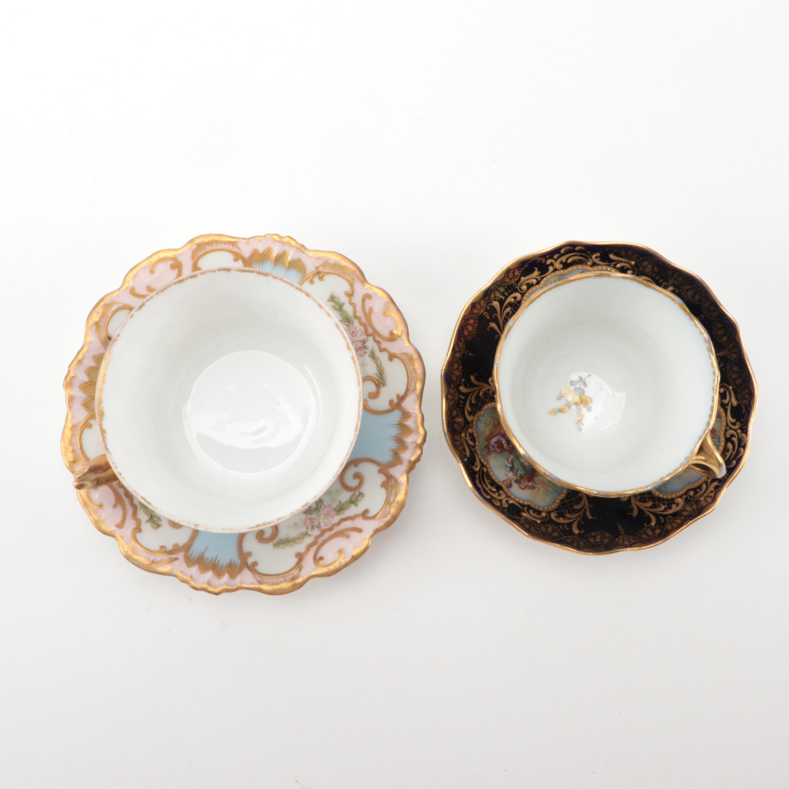 Dresden and Royal Vienna Quatrefoil and Other Demitasse and Teacups, Antique