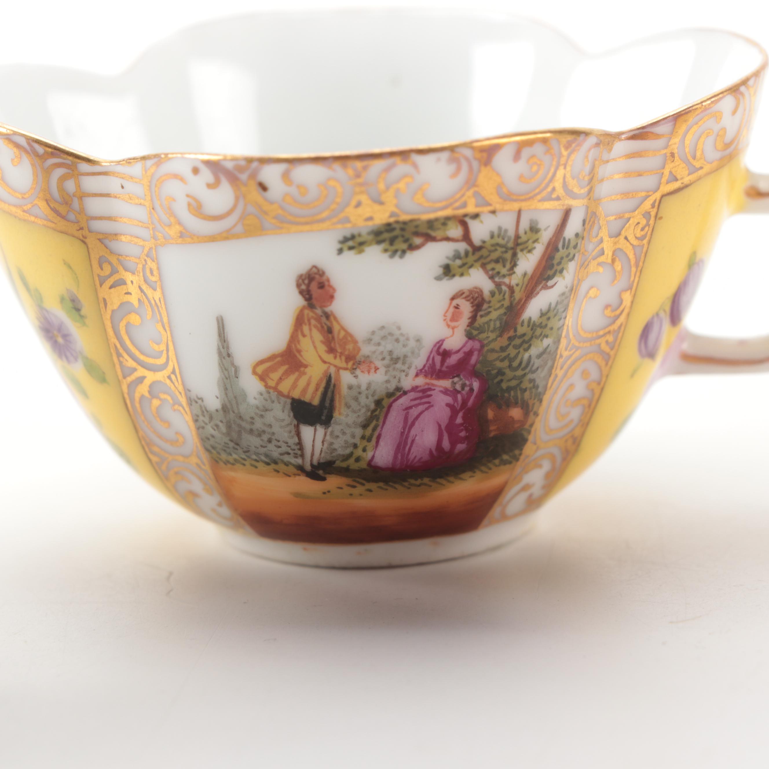 Dresden and Royal Vienna Quatrefoil and Other Demitasse and Teacups, Antique
