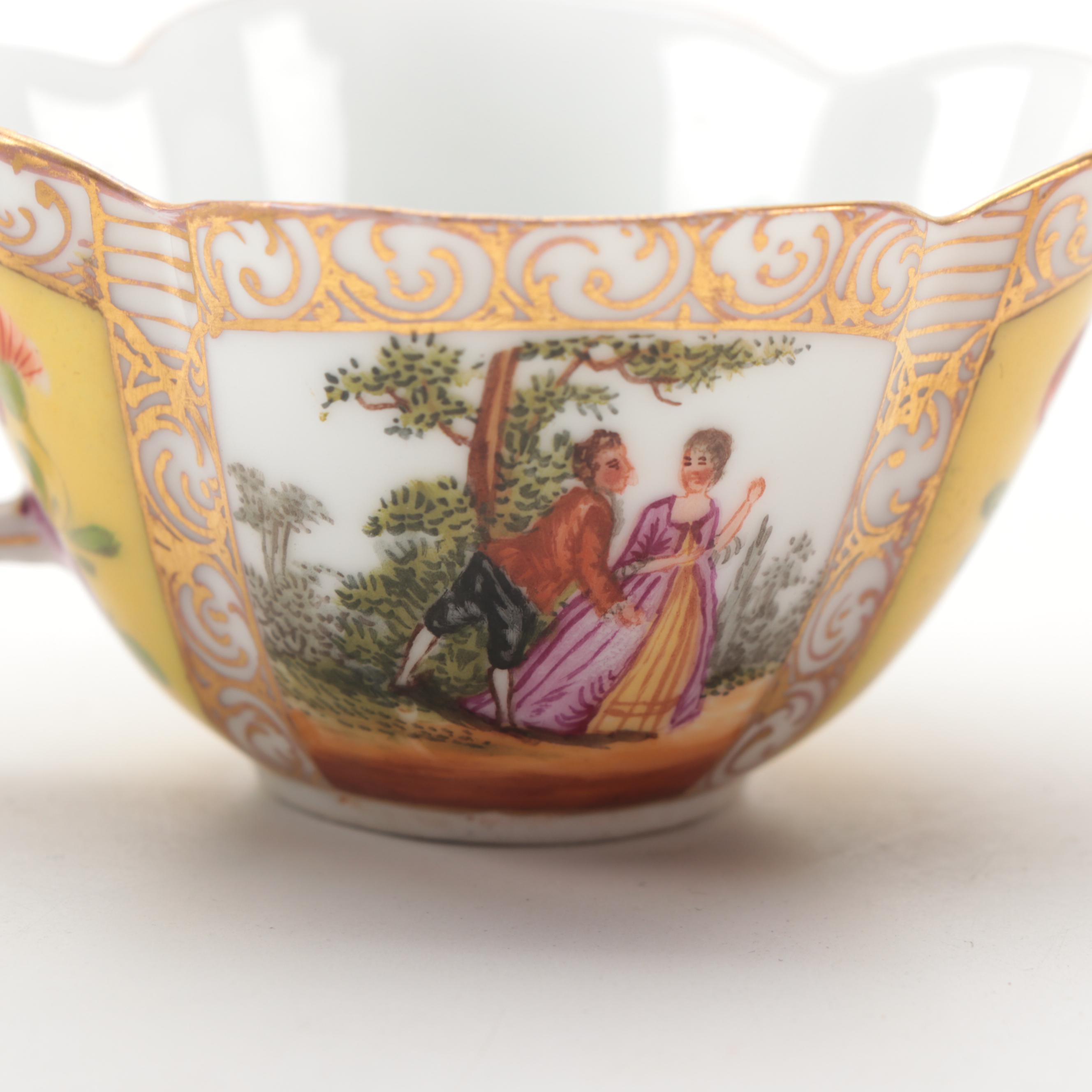 Dresden and Royal Vienna Quatrefoil and Other Demitasse and Teacups, Antique