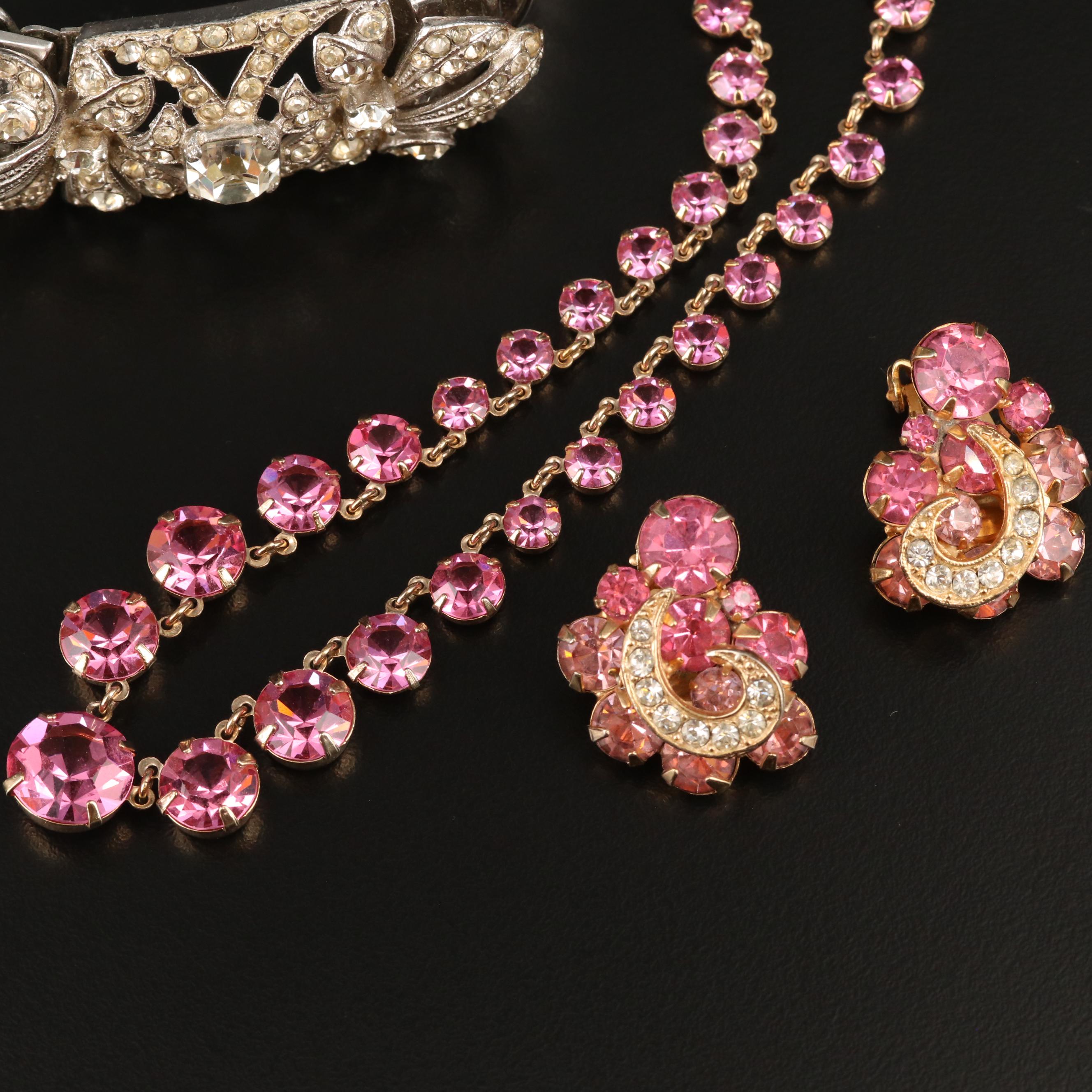 Vintage Harwood Leading Lady Rhinestone Expansion Bracelet and Other Jewelry