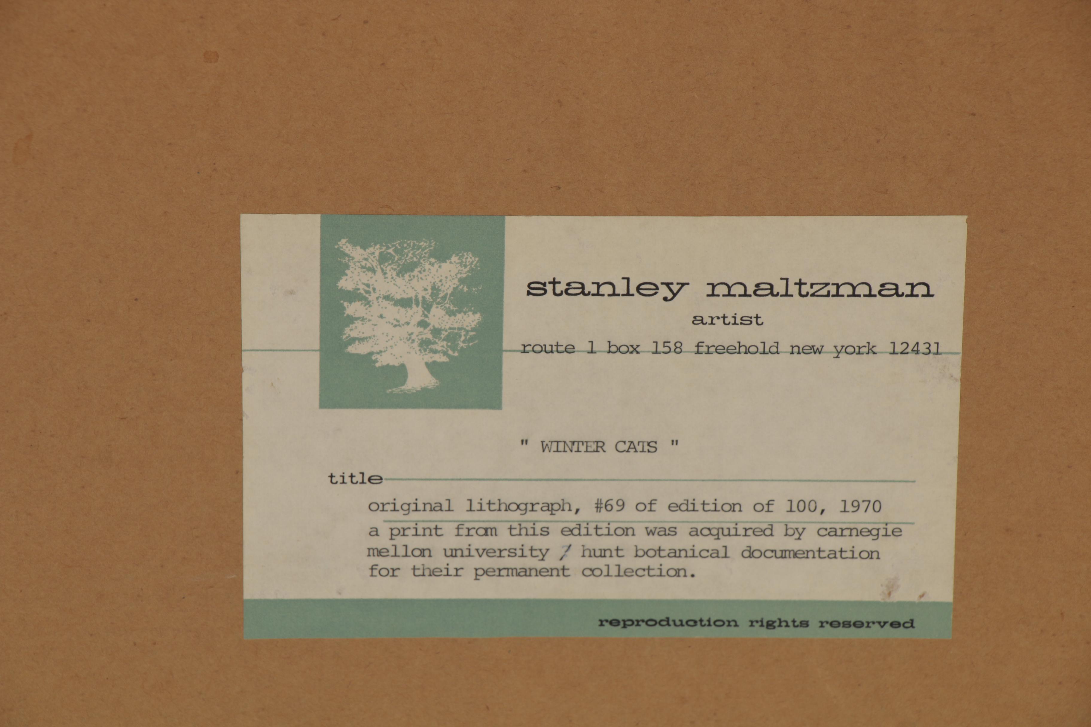 Stanley Maltzman Lithograph "Winter Cats," 1970