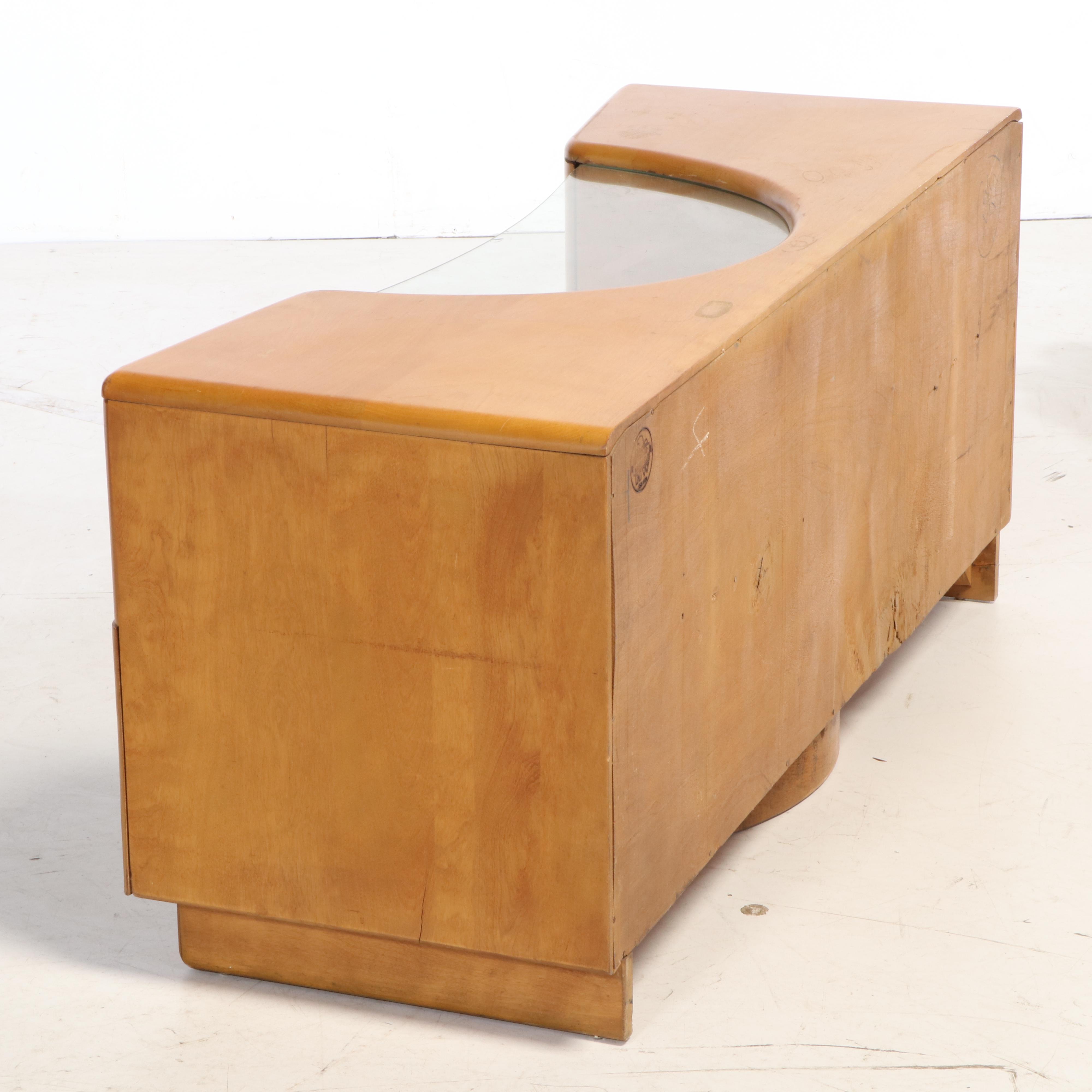 Heywood-Wakefield "Rio" Vanity and Mirror, with Velvet Tufted Stool, circa 1940