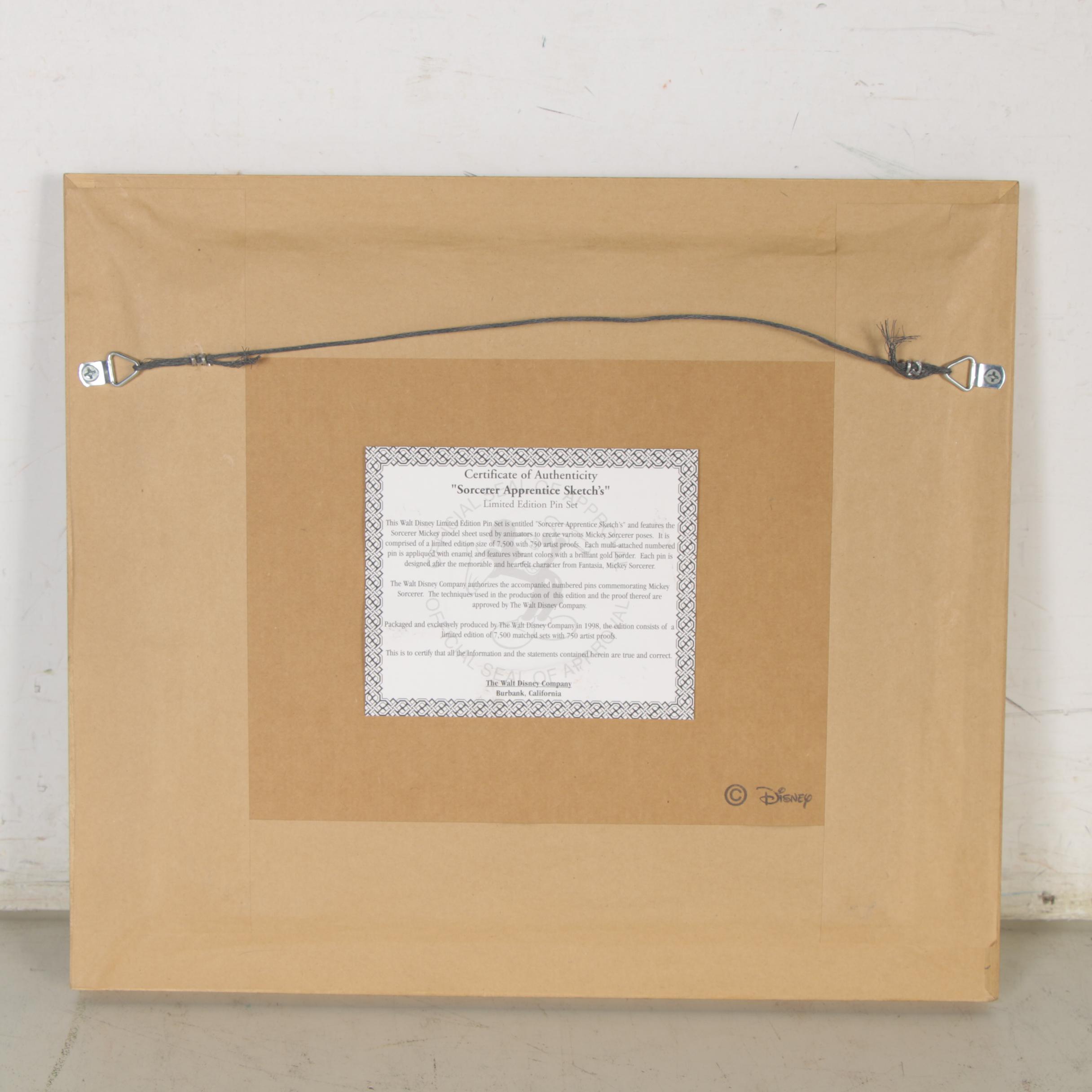 Lithograph and Offset Lithographs of Disney Character Sketches, Including Pins