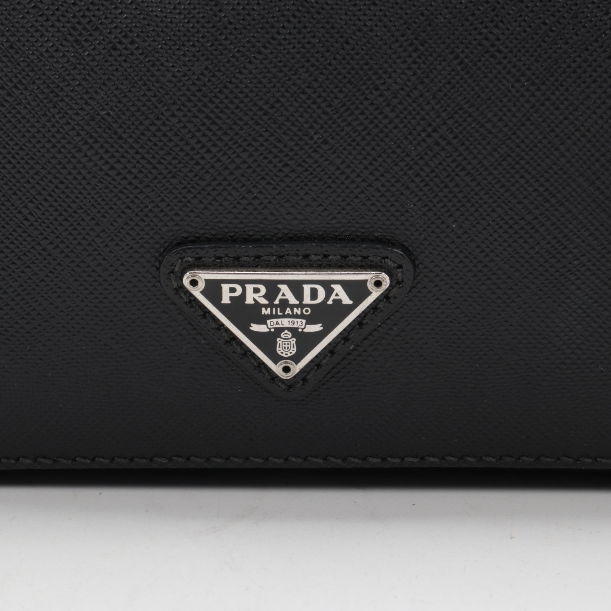 Prada Black Saffiano Leather Travel Organizer Wristlet